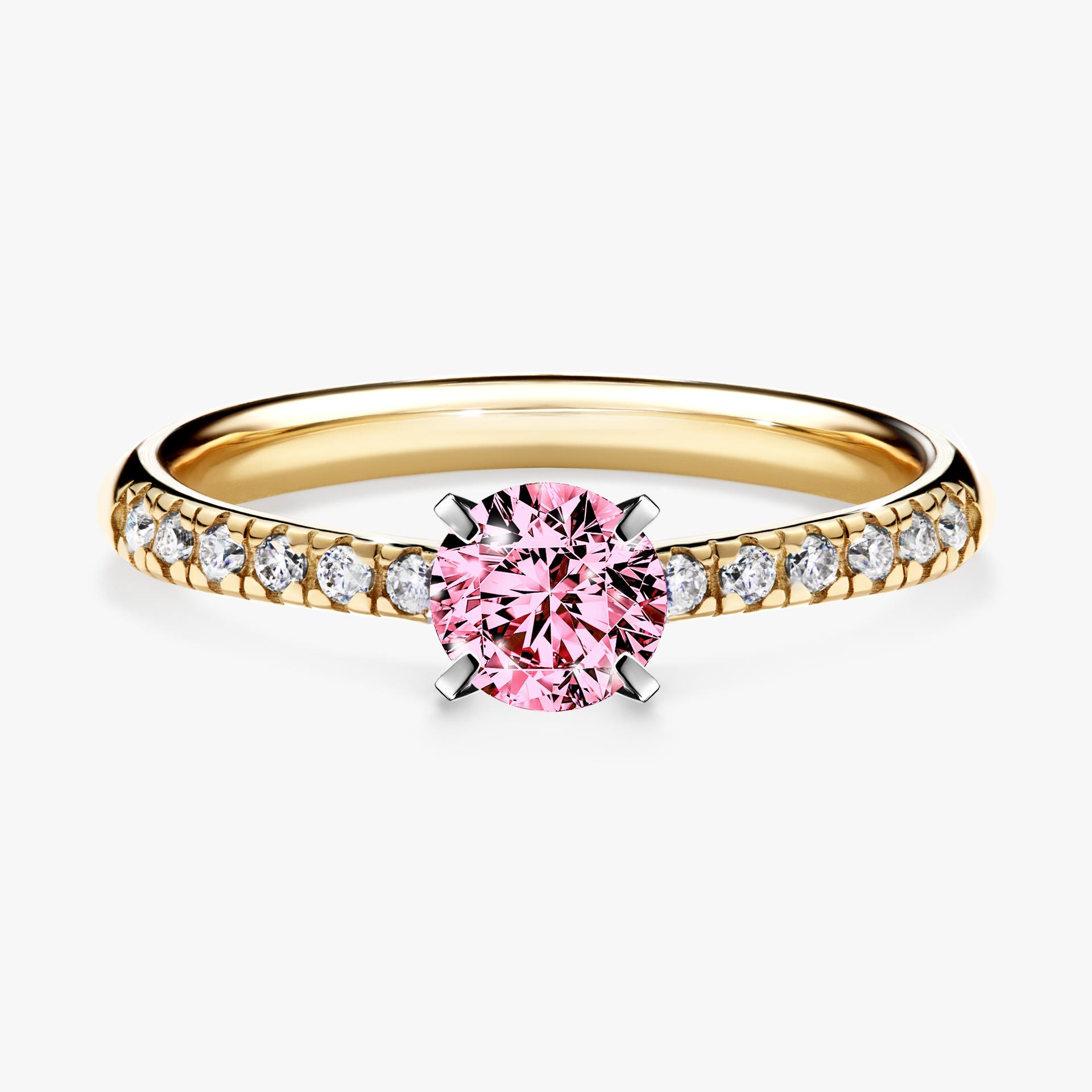 Pierscionek zareczynowy z diamentem rozowy 044 CT z zoltego zlota my sunshine 01