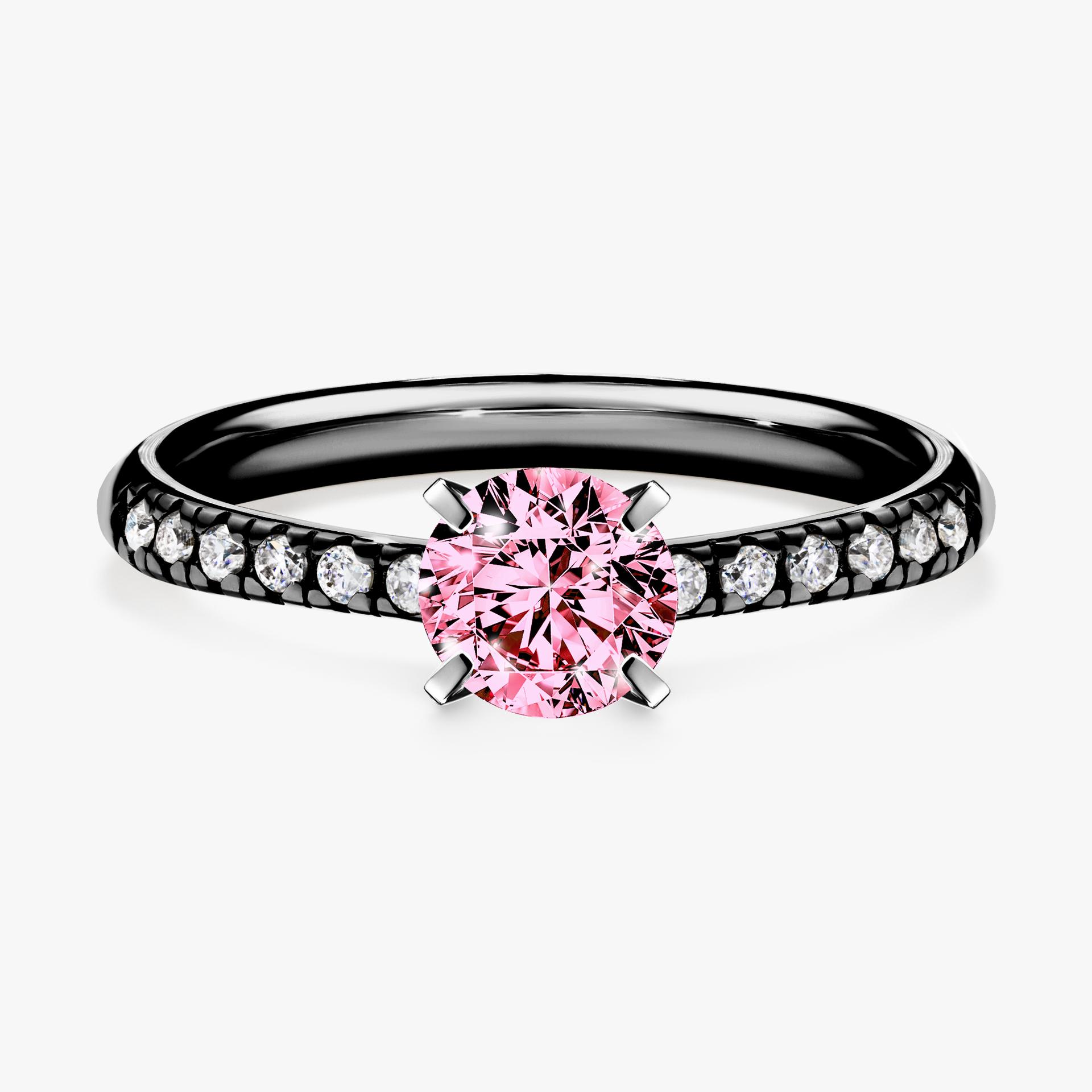 Pierscionek zareczynowy z diamentem rozowy 064 CT z czarnego zlota my sunshine 01