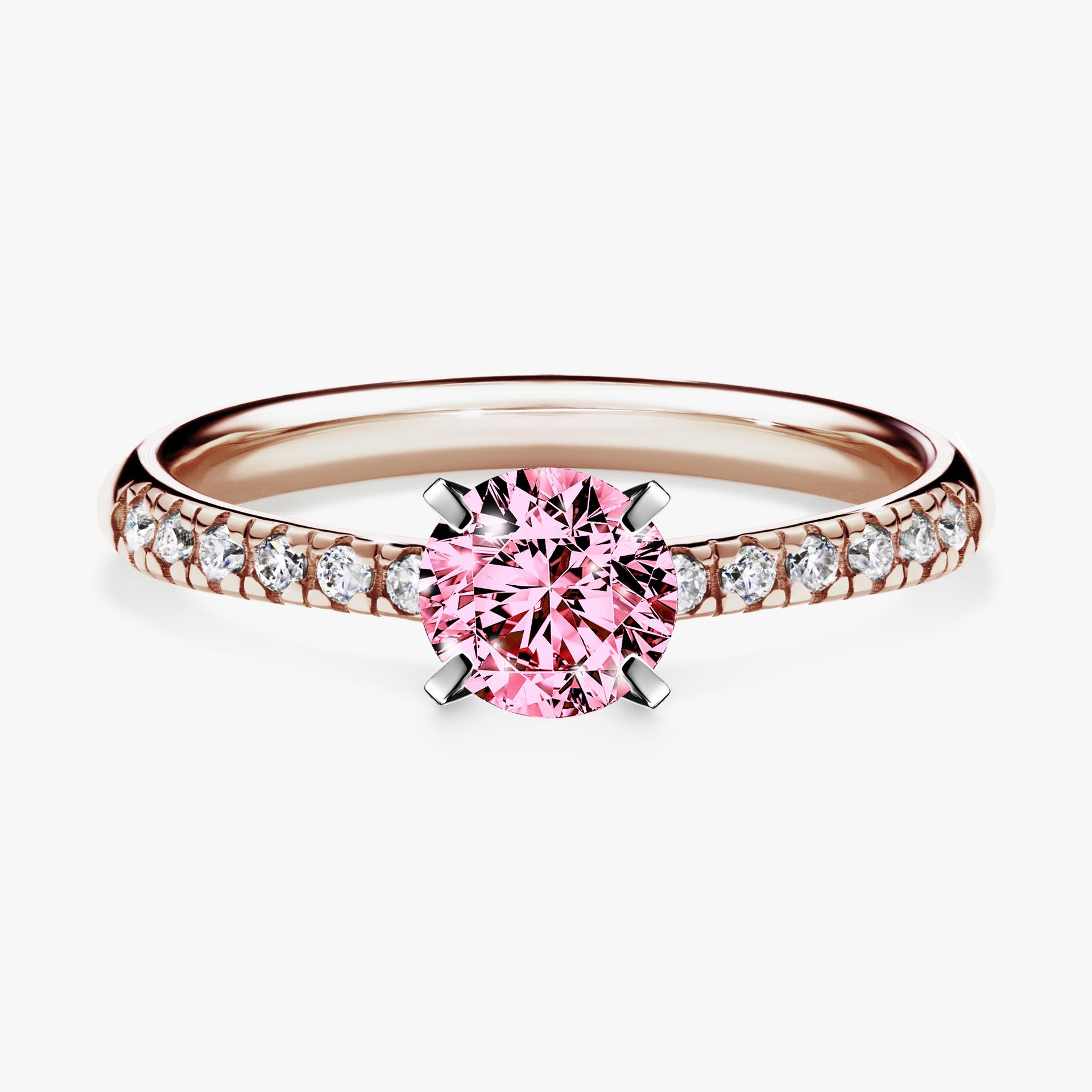 Pierscionek zareczynowy z diamentem rozowy 064 CT z rozowego zlota my sunshine 01