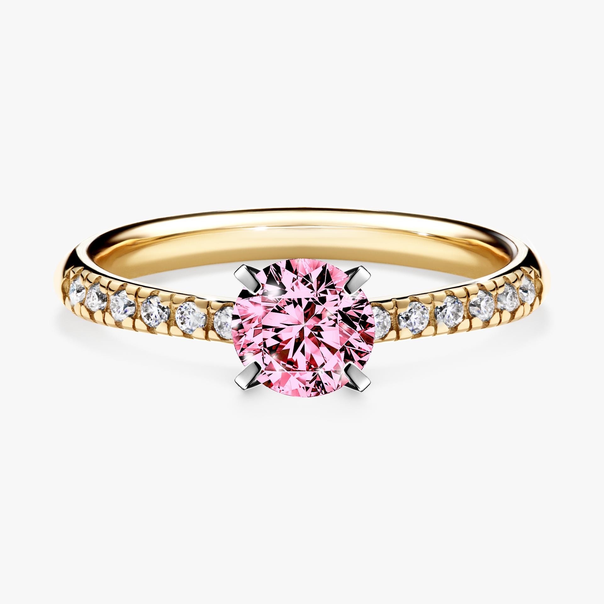 Pierścionek zaręczynowy My Sunshine z żółtego złota z różowym diamentem 0,64ct