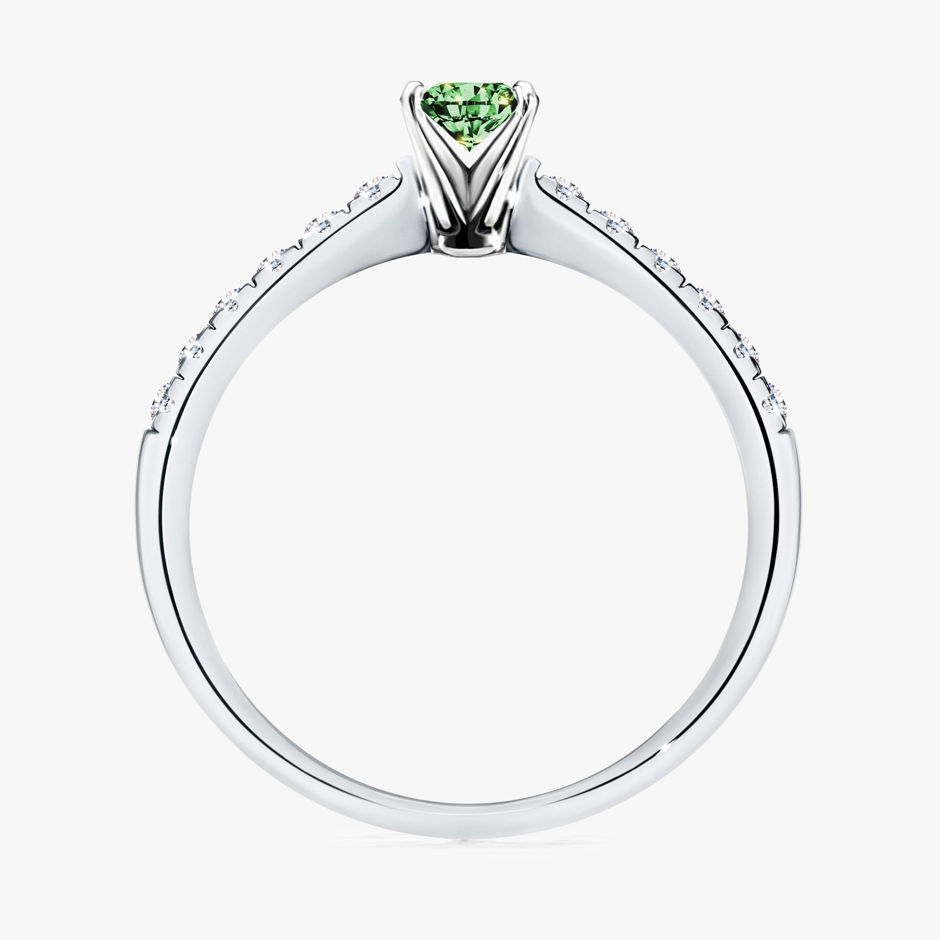 Pierscionek zareczynowy z diamentem zielony_ciemny 024 CT z bialego zlota my sunshine 02