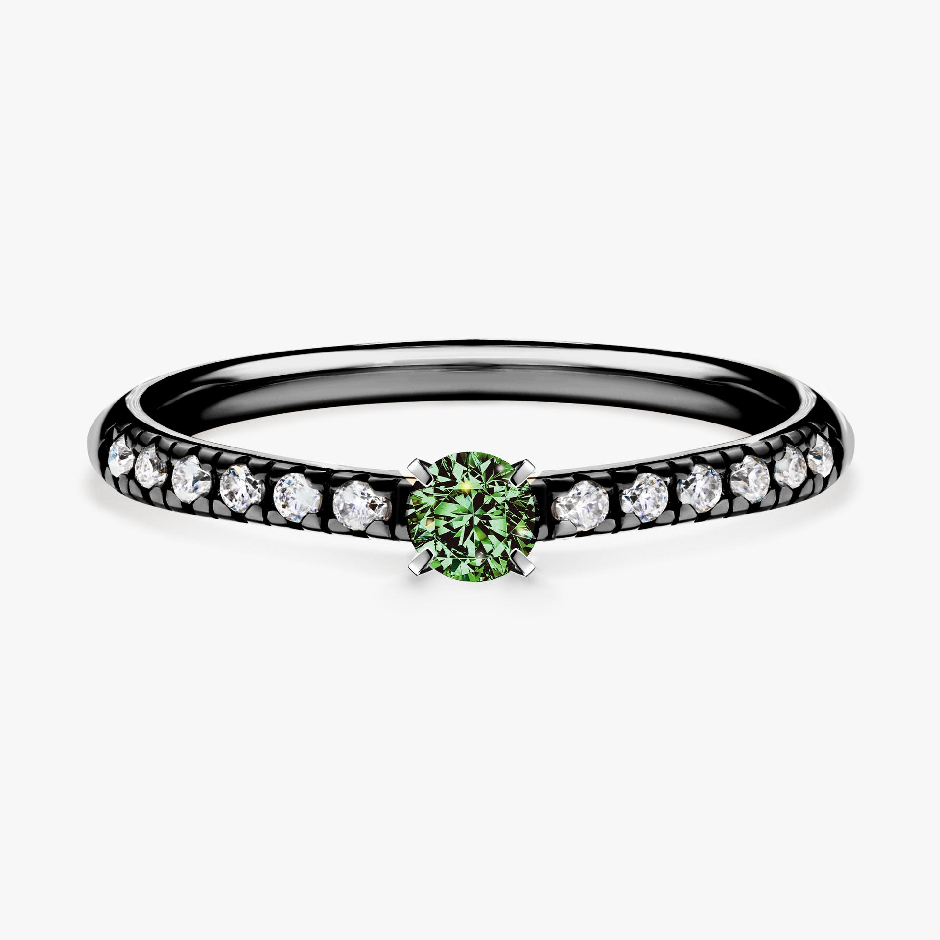 Pierscionek zareczynowy z diamentem zielony_ciemny 024 CT z czarnego zlota my sunshine 01