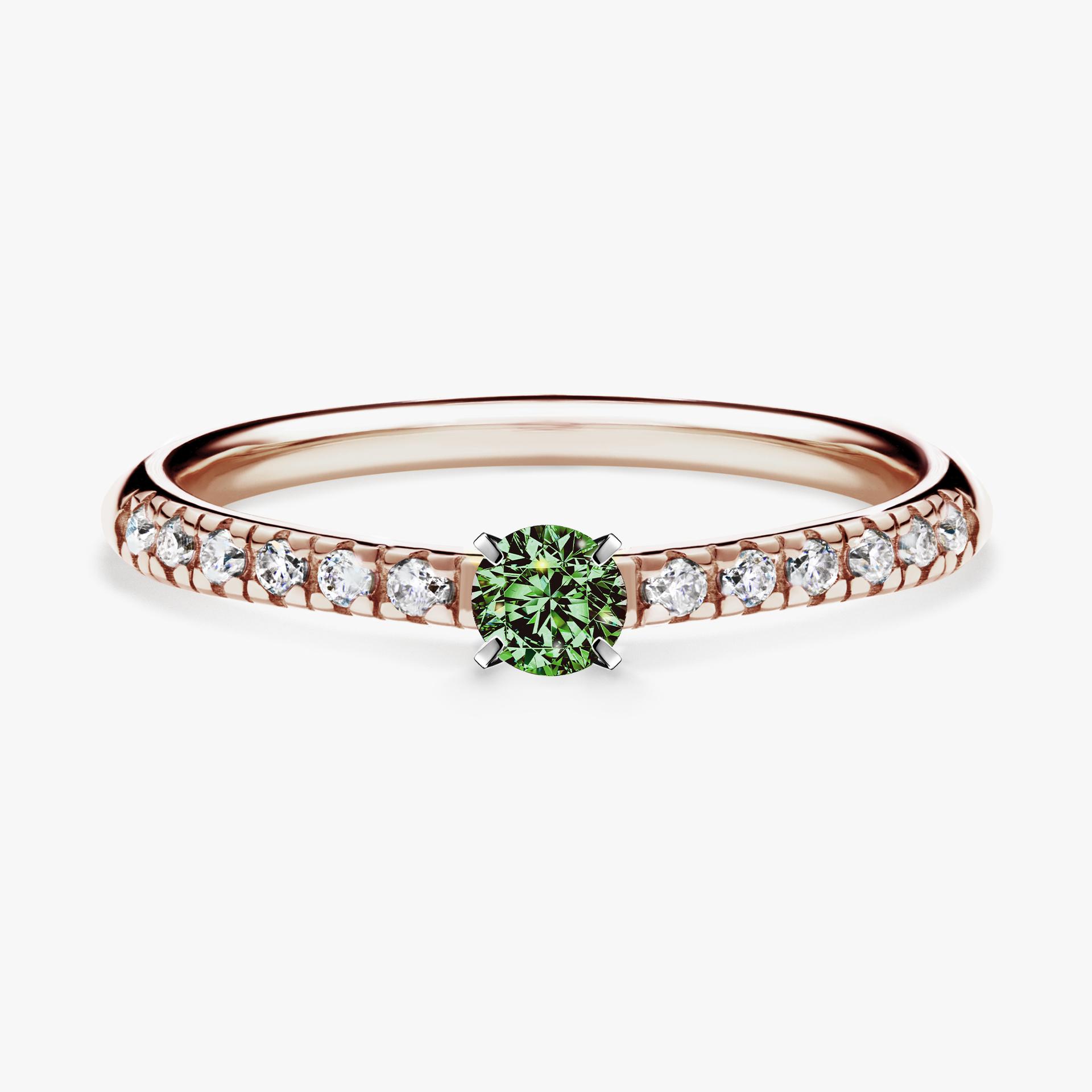 Pierscionek zareczynowy z diamentem zielony_ciemny 024 CT z rozowego zlota my sunshine 01