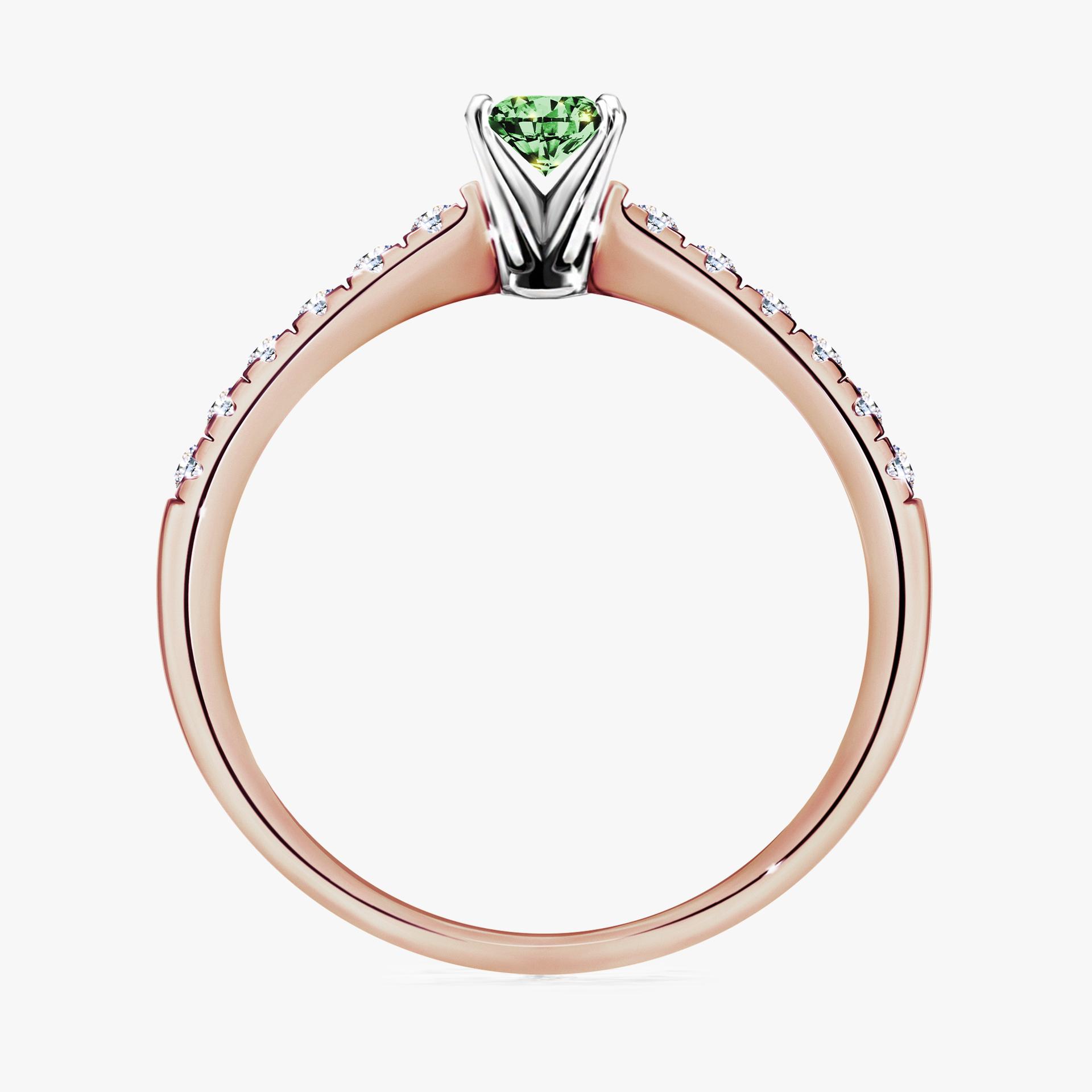 Pierscionek zareczynowy z diamentem zielony_ciemny 024 CT z rozowego zlota my sunshine 02