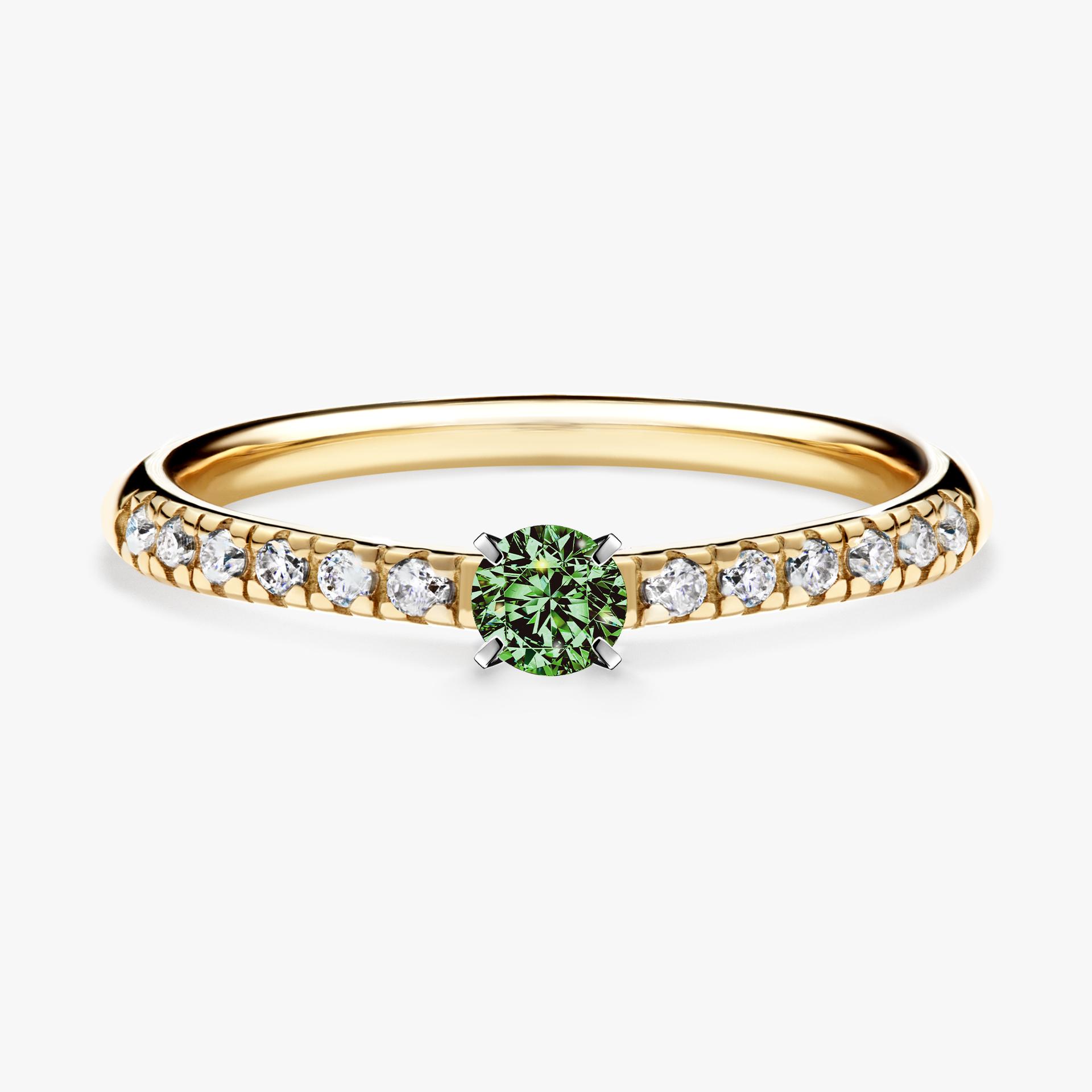 Pierscionek zareczynowy z diamentem zielony_ciemny 024 CT z zoltego zlota my sunshine 01