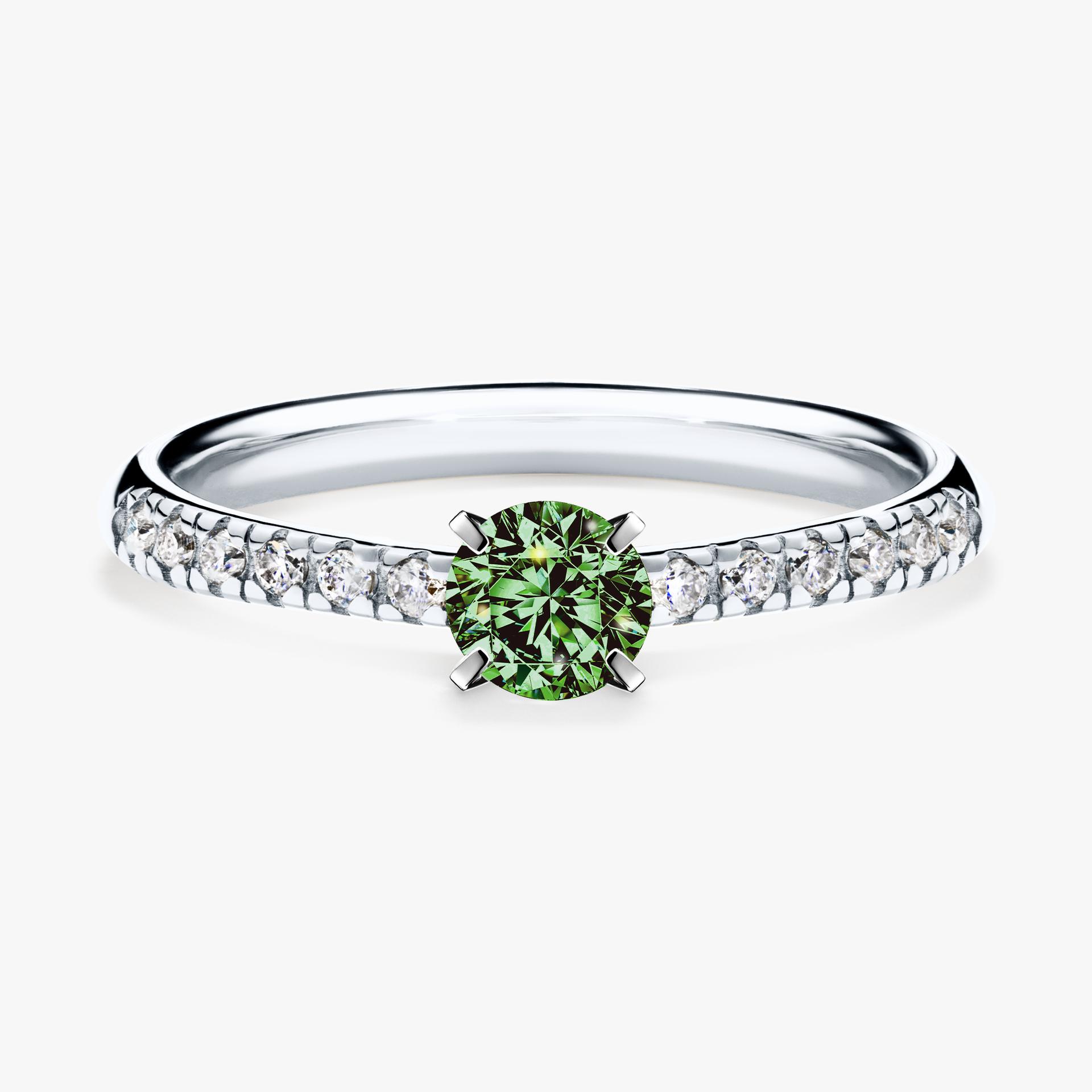 Pierscionek zareczynowy z diamentem zielony_ciemny 039 CT z bialego zlota my sunshine 01