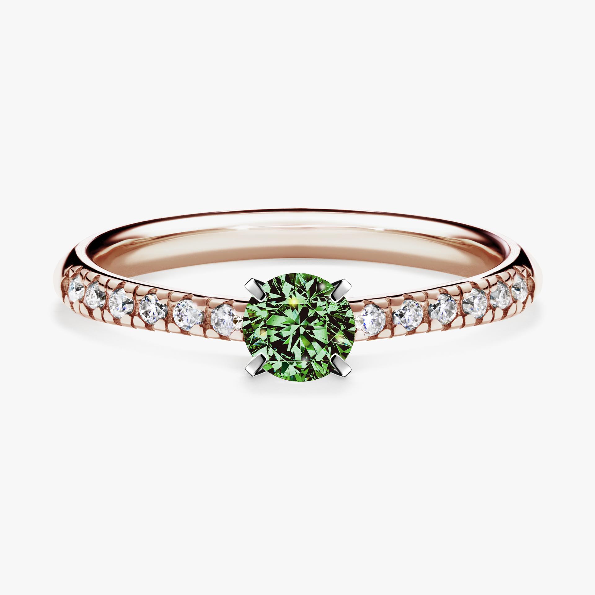 Pierscionek zareczynowy z diamentem zielony_ciemny 039 CT z rozowego zlota my sunshine 01