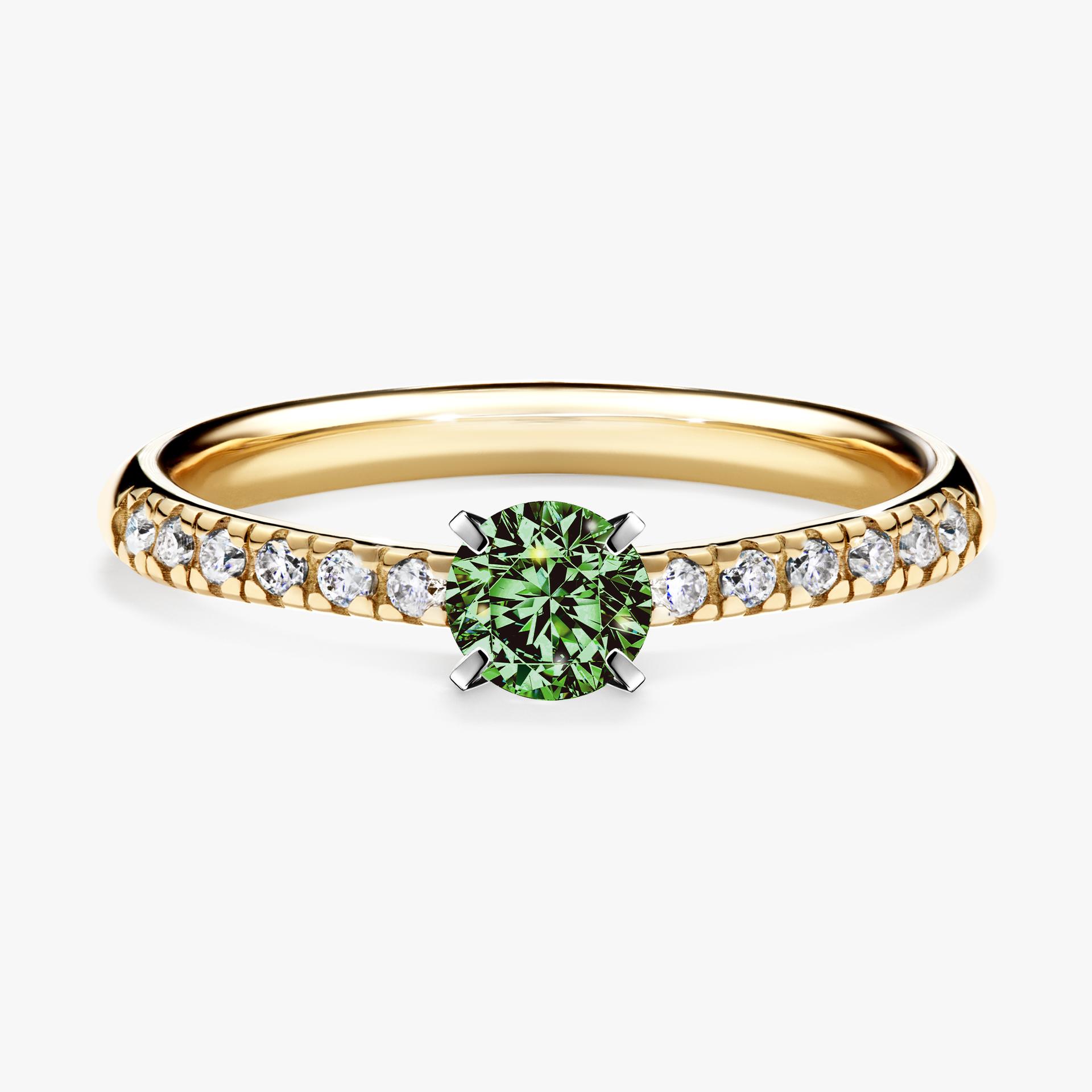 Pierscionek zareczynowy z diamentem zielony_ciemny 039 CT z zoltego zlota my sunshine 01