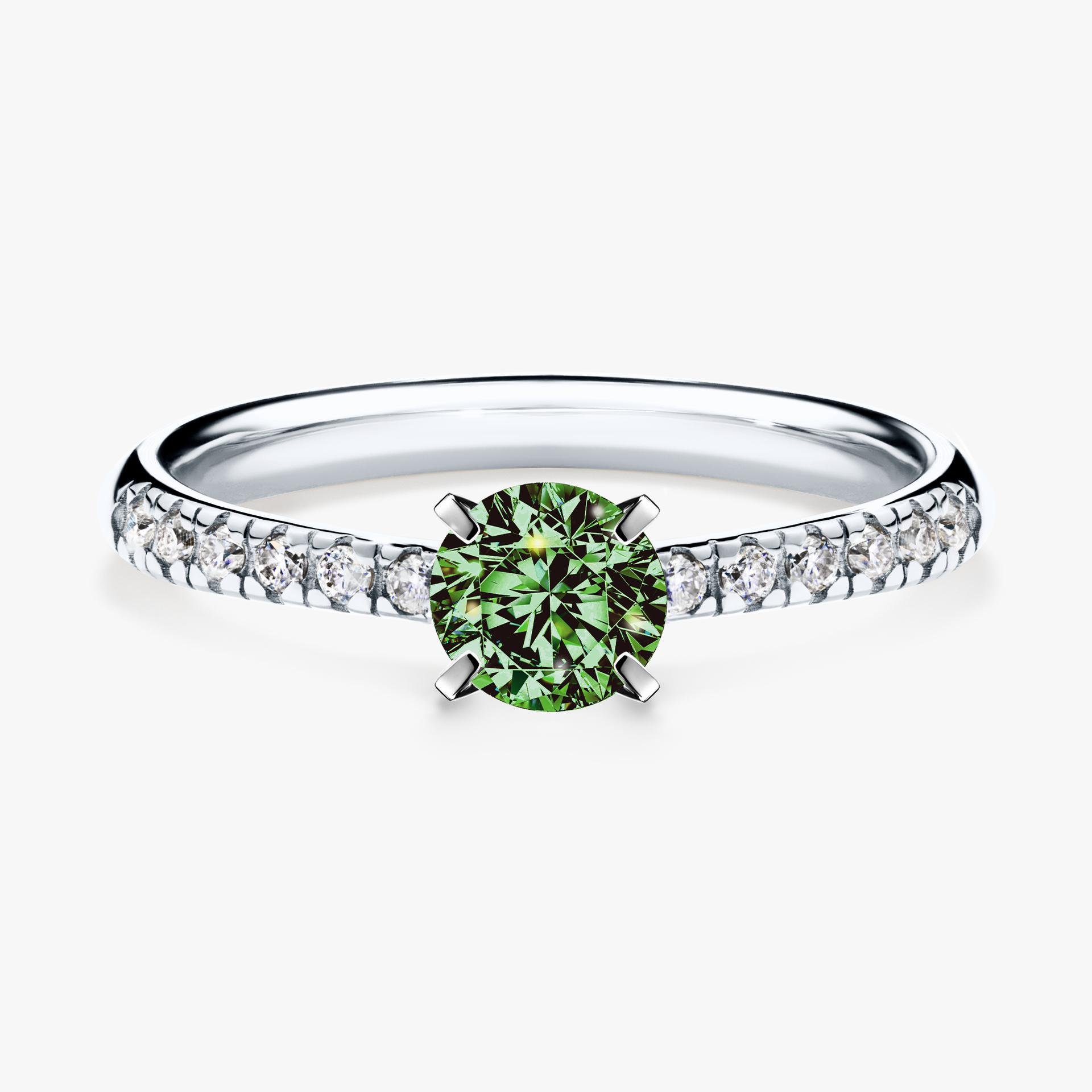 Pierscionek zareczynowy z diamentem zielony_ciemny 044 CT z bialego zlota my sunshine 01