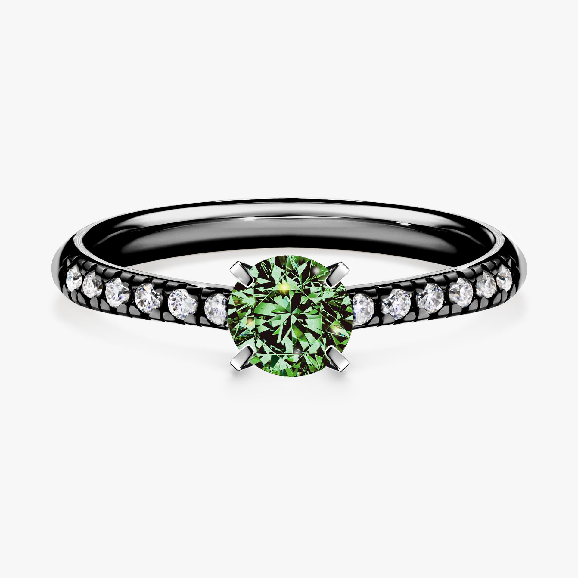 Pierscionek zareczynowy z diamentem zielony_ciemny 044 CT z czarnego zlota my sunsh