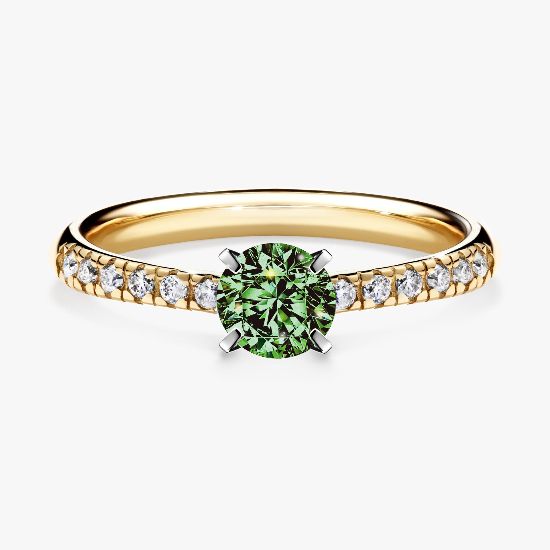 Pierscionek zareczynowy z diamentem zielony_ciemny 044 CT z zoltego zlota my sunshine 01