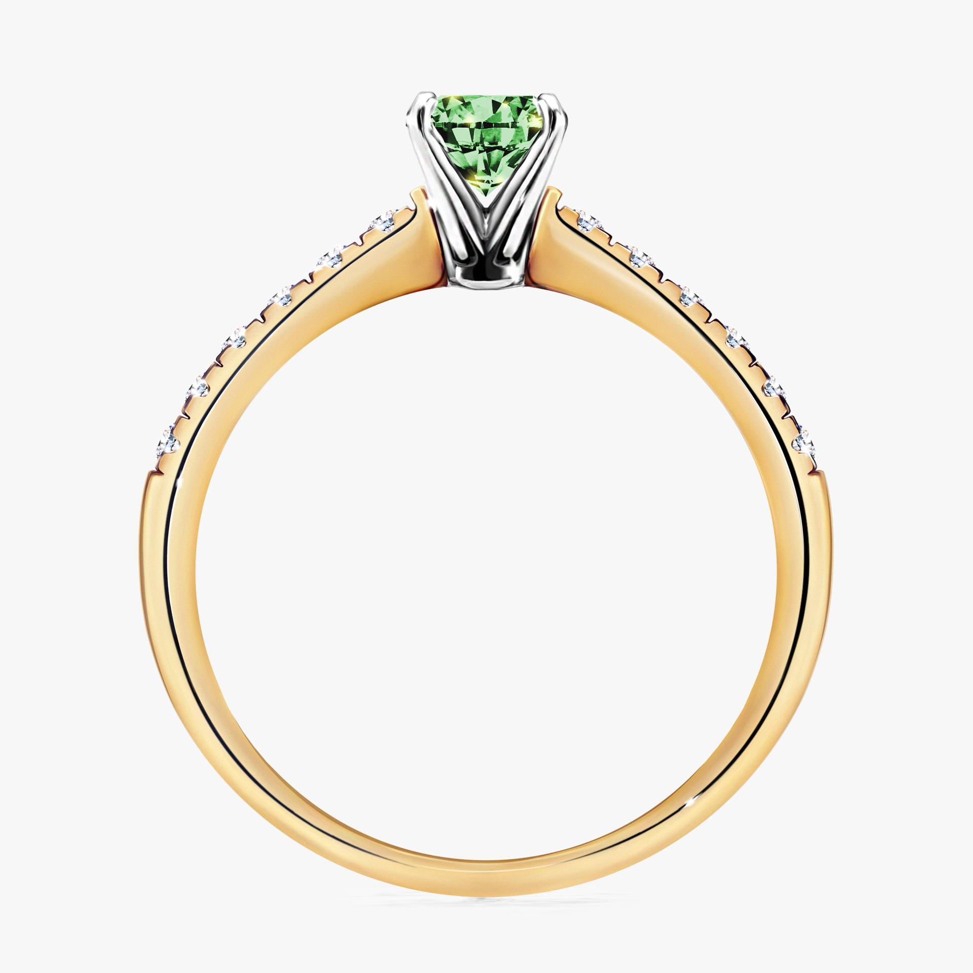 Pierscionek zareczynowy z diamentem zielony_ciemny 044 CT z zoltego zlota my sunshine 02