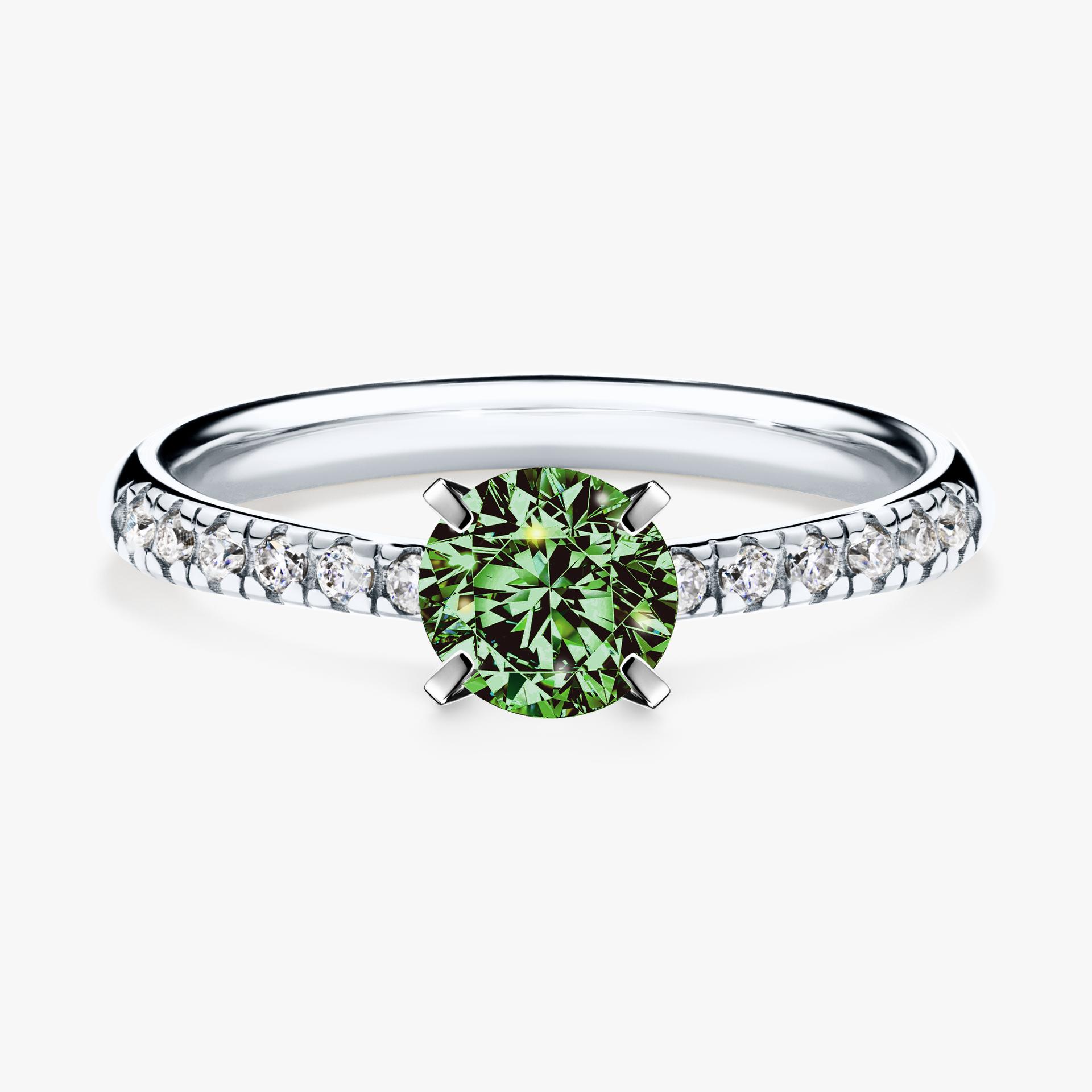 Pierscionek zareczynowy z diamentem zielony_ciemny 064 CT z bialego zlota my sunshine 01