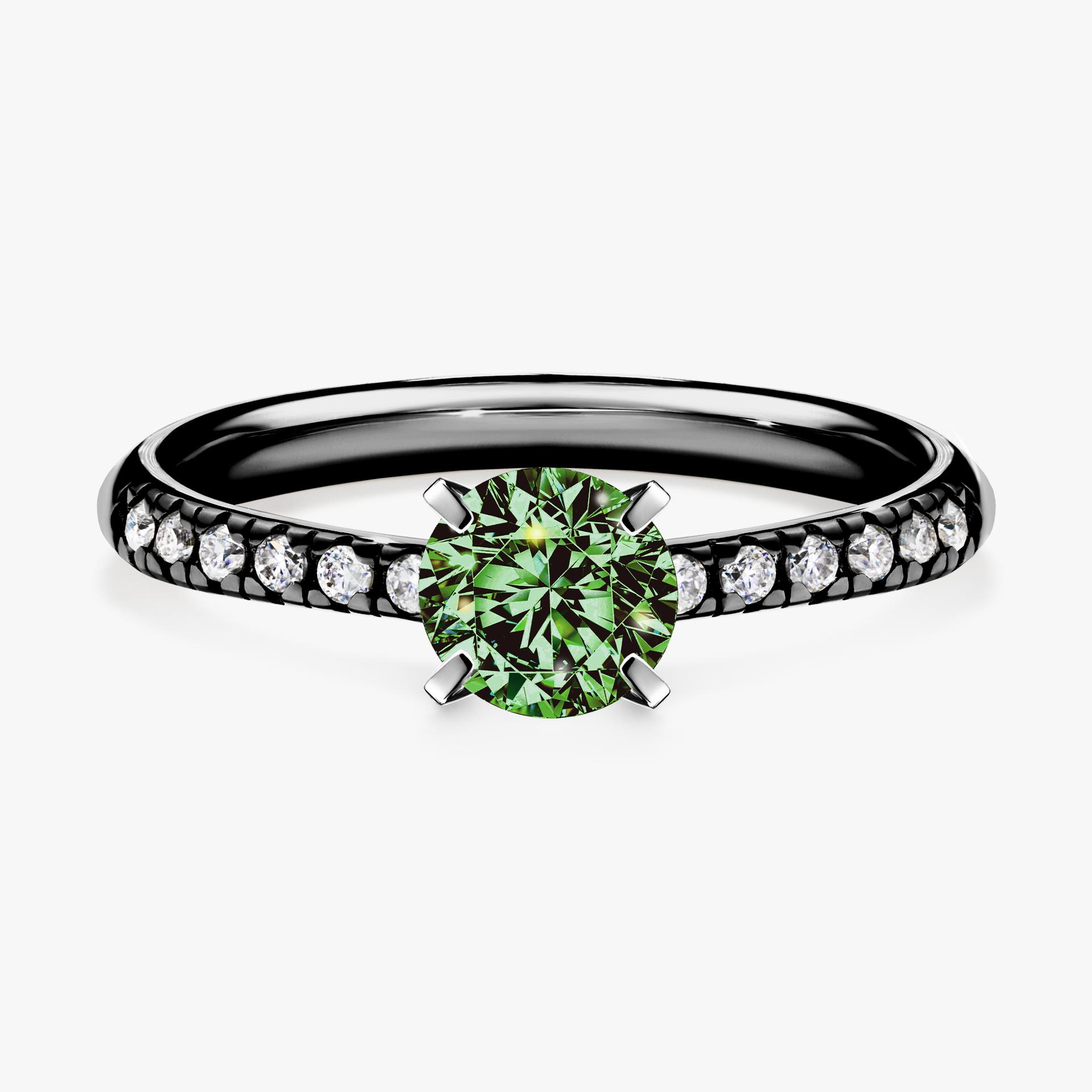 Pierscionek zareczynowy z diamentem zielony_ciemny 064 CT z czarnego zlota my sunshine 01