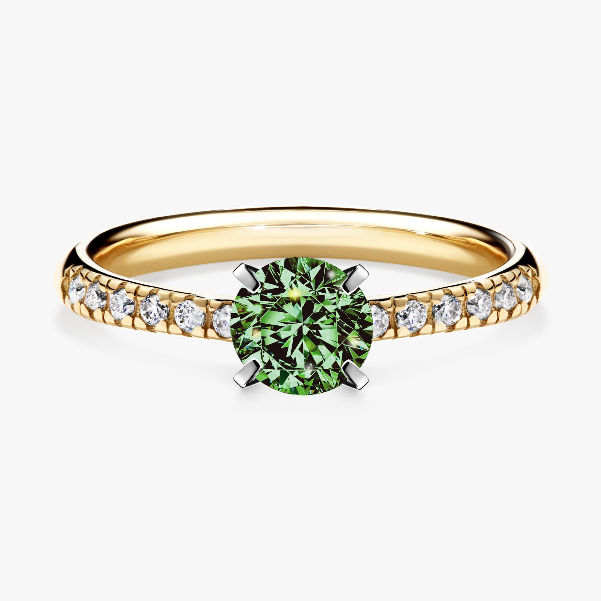 Pierscionek zareczynowy z diamentem zielony_ciemny 064 CT z zoltego zlota my sunshine 01