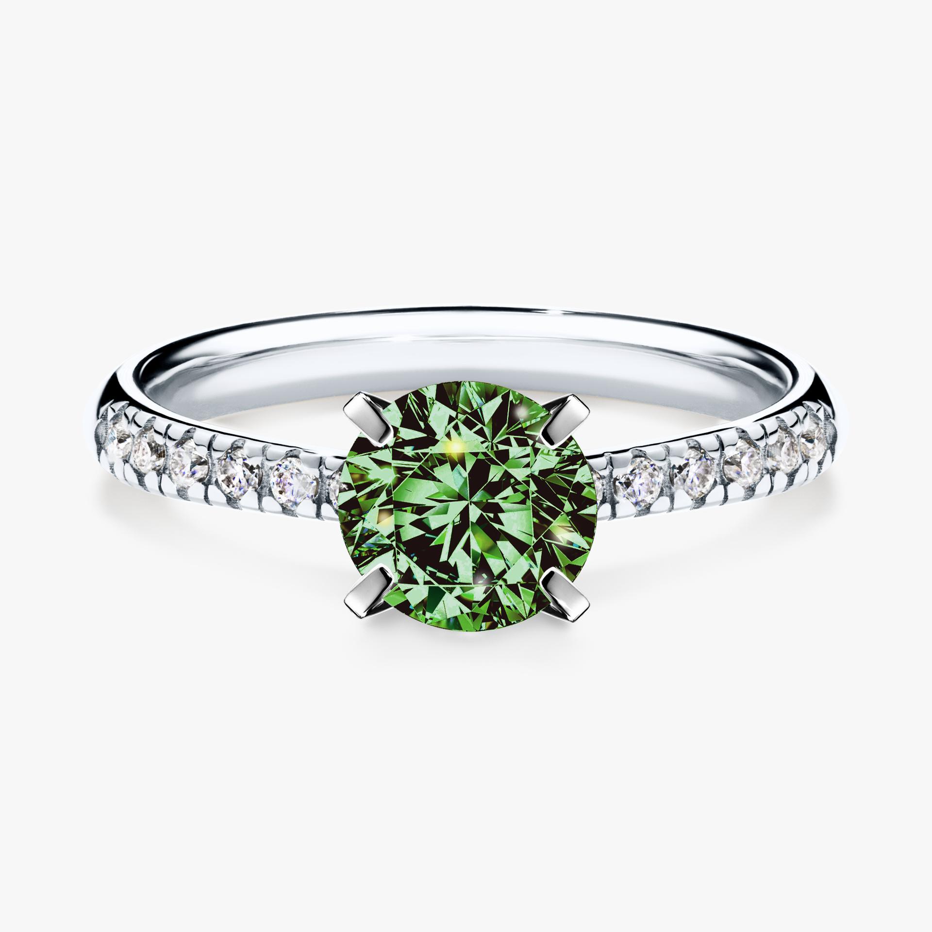 Pierscionek zareczynowy z diamentem zielony_ciemny 100 CT z bialego zlota my sunshine 01