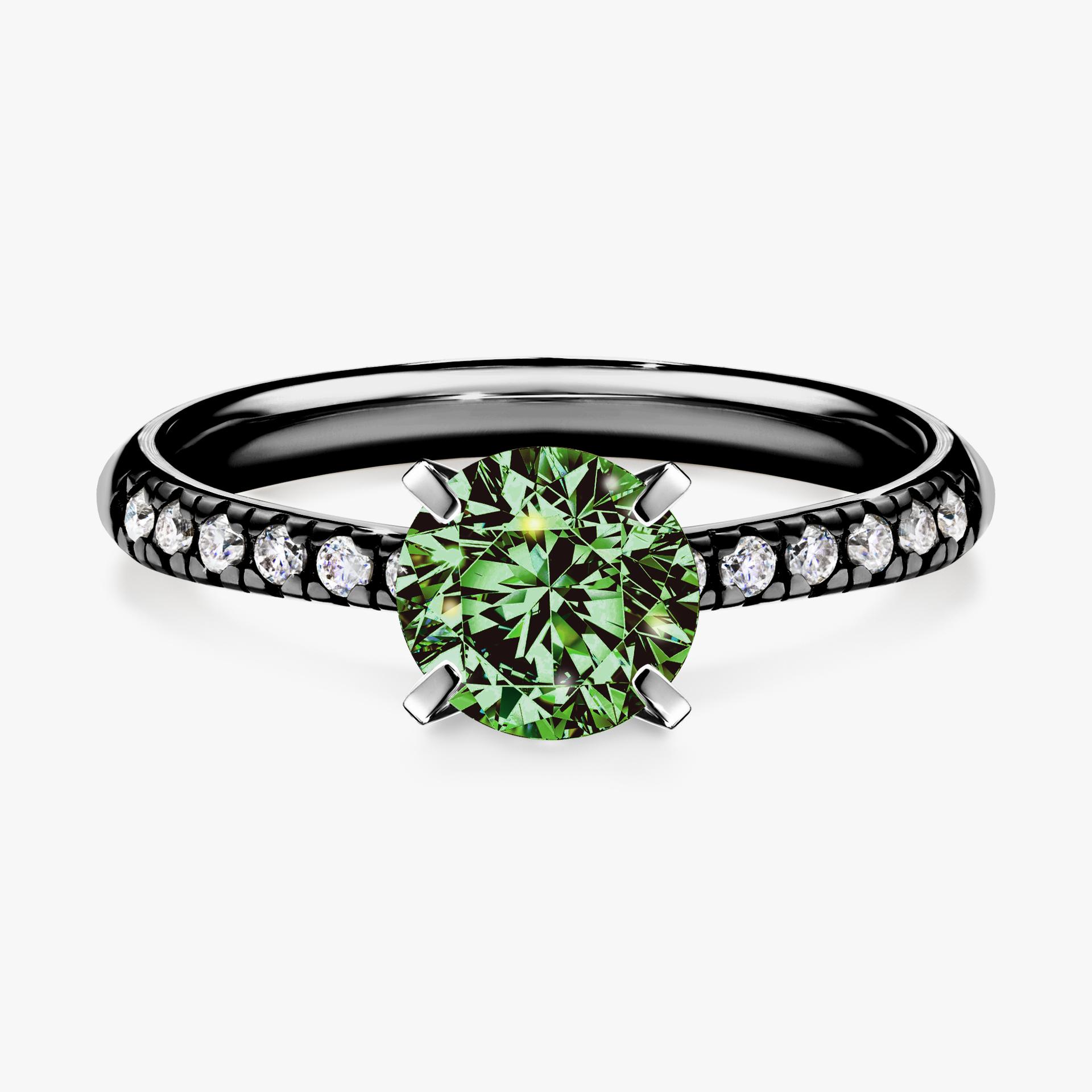 Pierscionek zareczynowy z diamentem zielony_ciemny 100 CT z czarnego zlota my sunshine 01