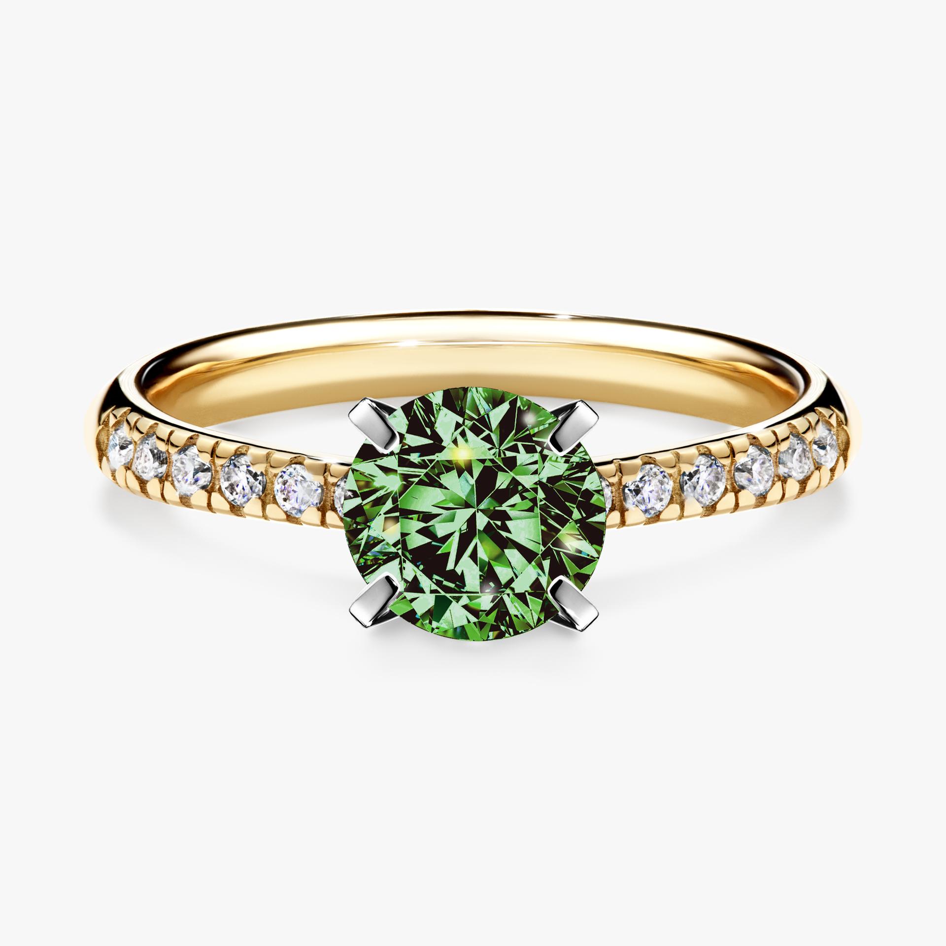 Pierscionek zareczynowy z diamentem zielony_ciemny 100 CT z zoltego zlota my sunshine 01