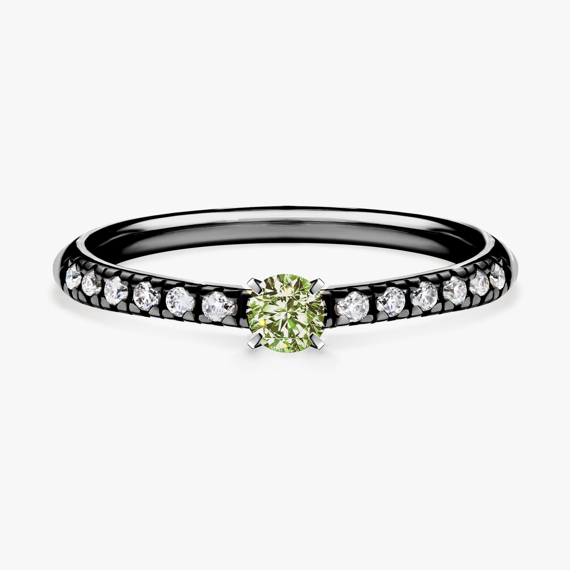 Pierscionek zareczynowy z diamentem zielony_jasny 024 CT z czarnego zlota my sunshine 01