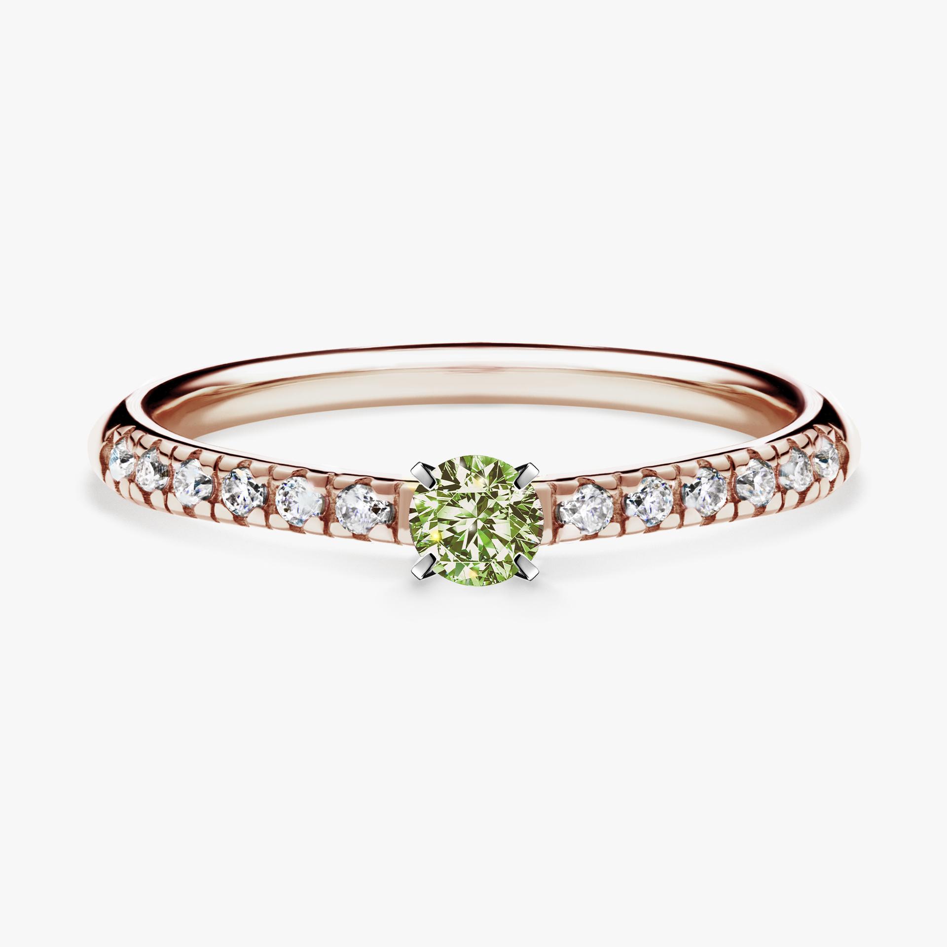 Pierscionek zareczynowy z diamentem zielony_jasny 024 CT z rozowego zlota my sunshine 01