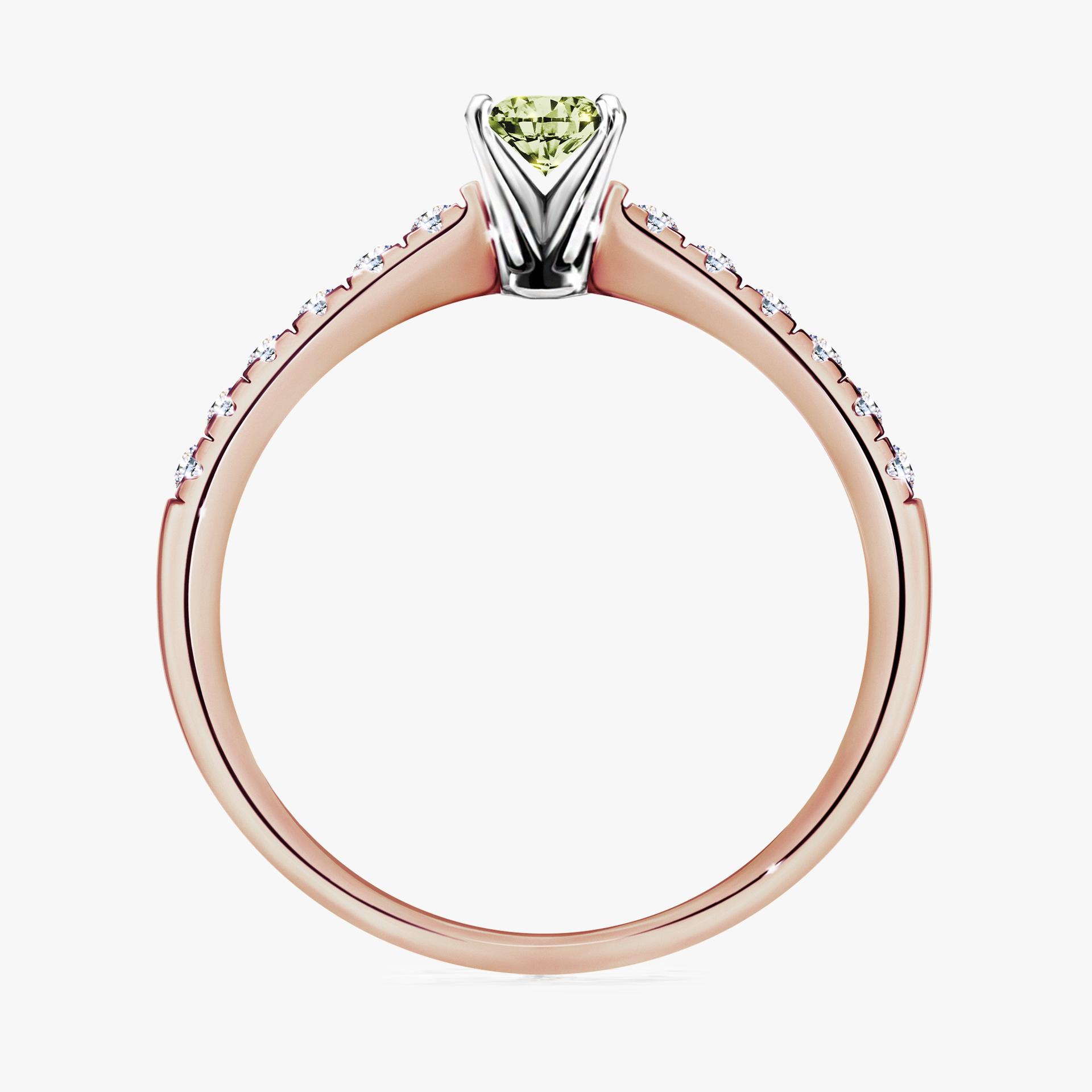 Pierscionek zareczynowy z diamentem zielony_jasny 024 CT z rozowego zlota my sunshine 02