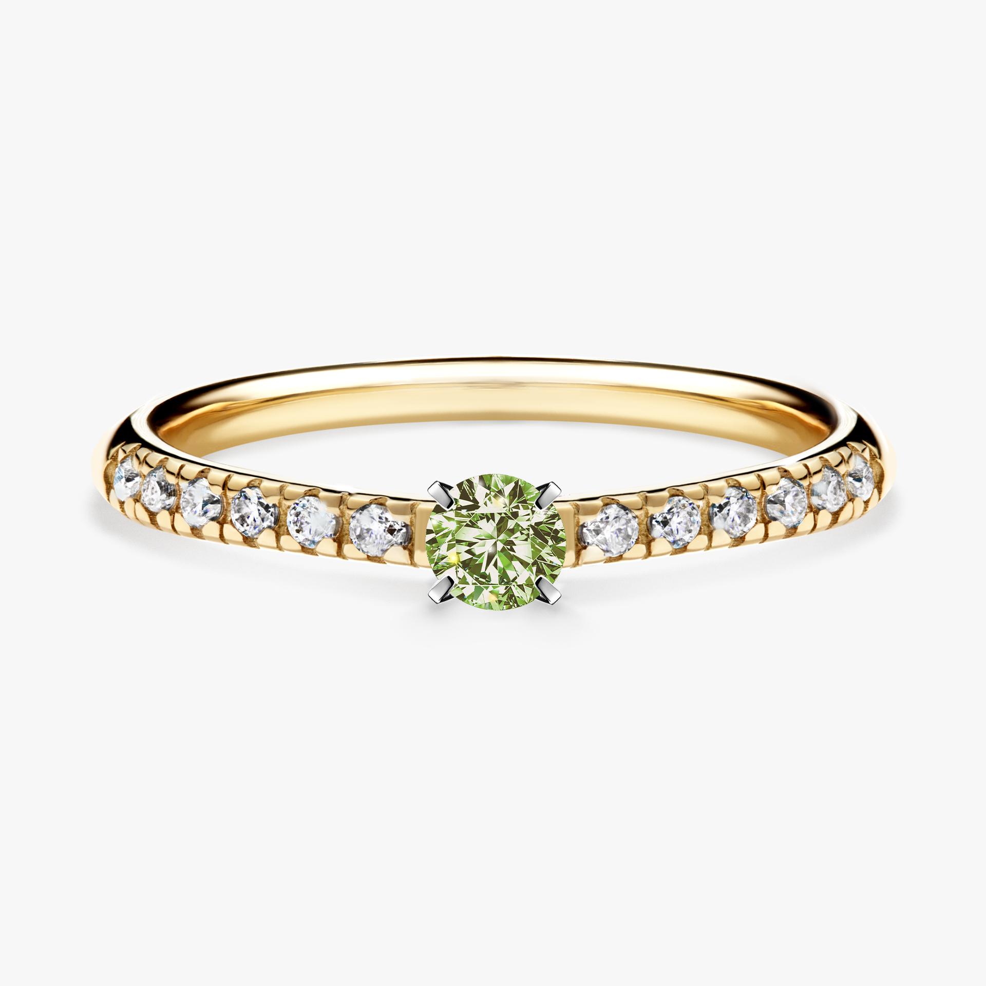 Pierscionek zareczynowy z diamentem zielony_jasny 024 CT z zoltego zlota my sunshine 01