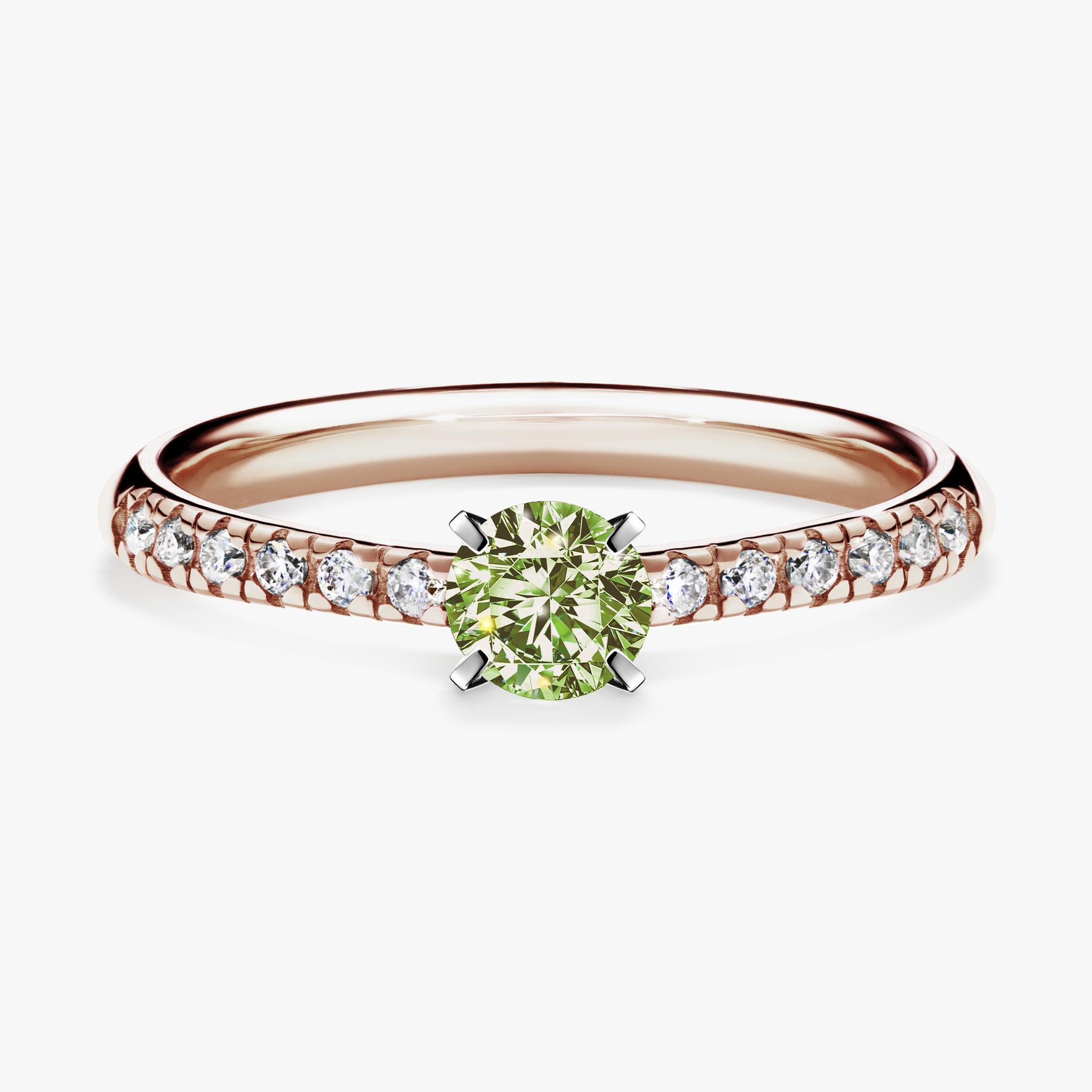 Pierscionek zareczynowy z diamentem zielony_jasny 039 CT z rozowego zlota my sunshine 01