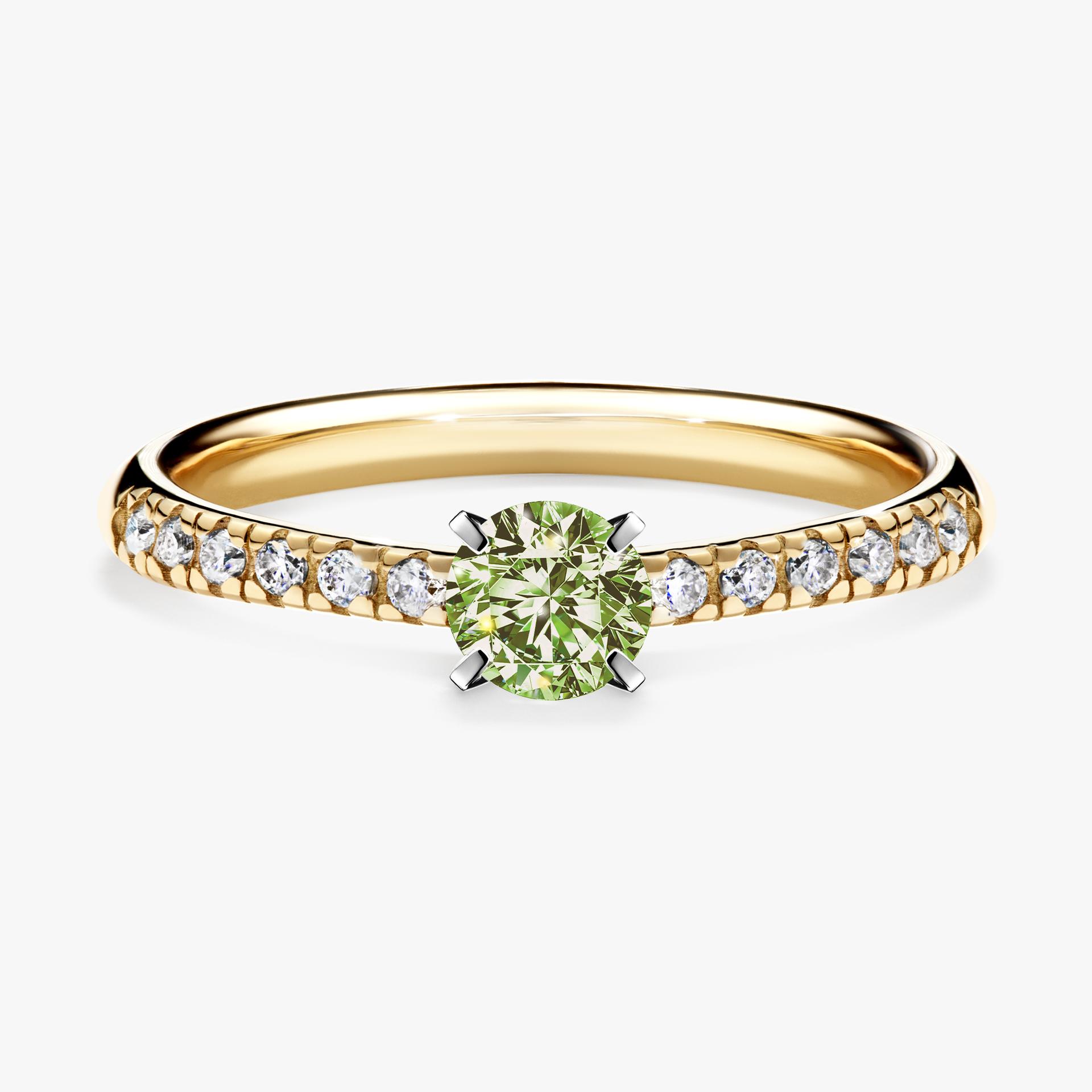 Pierscionek zareczynowy z diamentem zielony_jasny 039 CT z zoltego zlota my sunshine 01