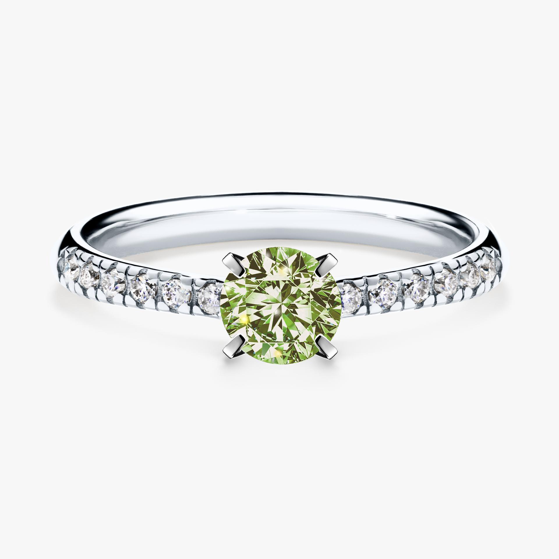 Pierscionek zareczynowy z diamentem zielony_jasny 044 CT z bialego zlota my sunshine 01