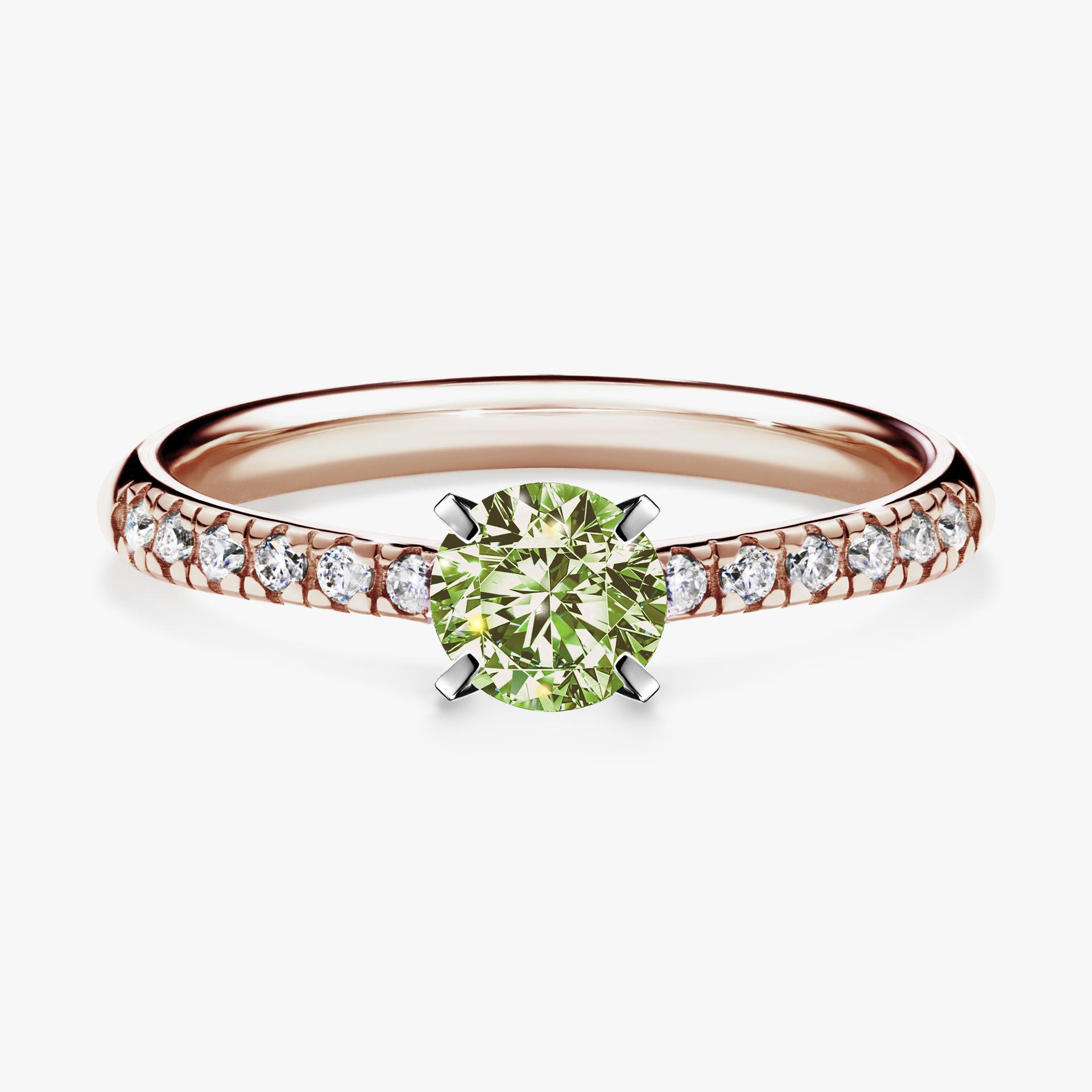 Pierscionek zareczynowy z diamentem zielony_jasny 044 CT z rozowego zlota my sunshine 01