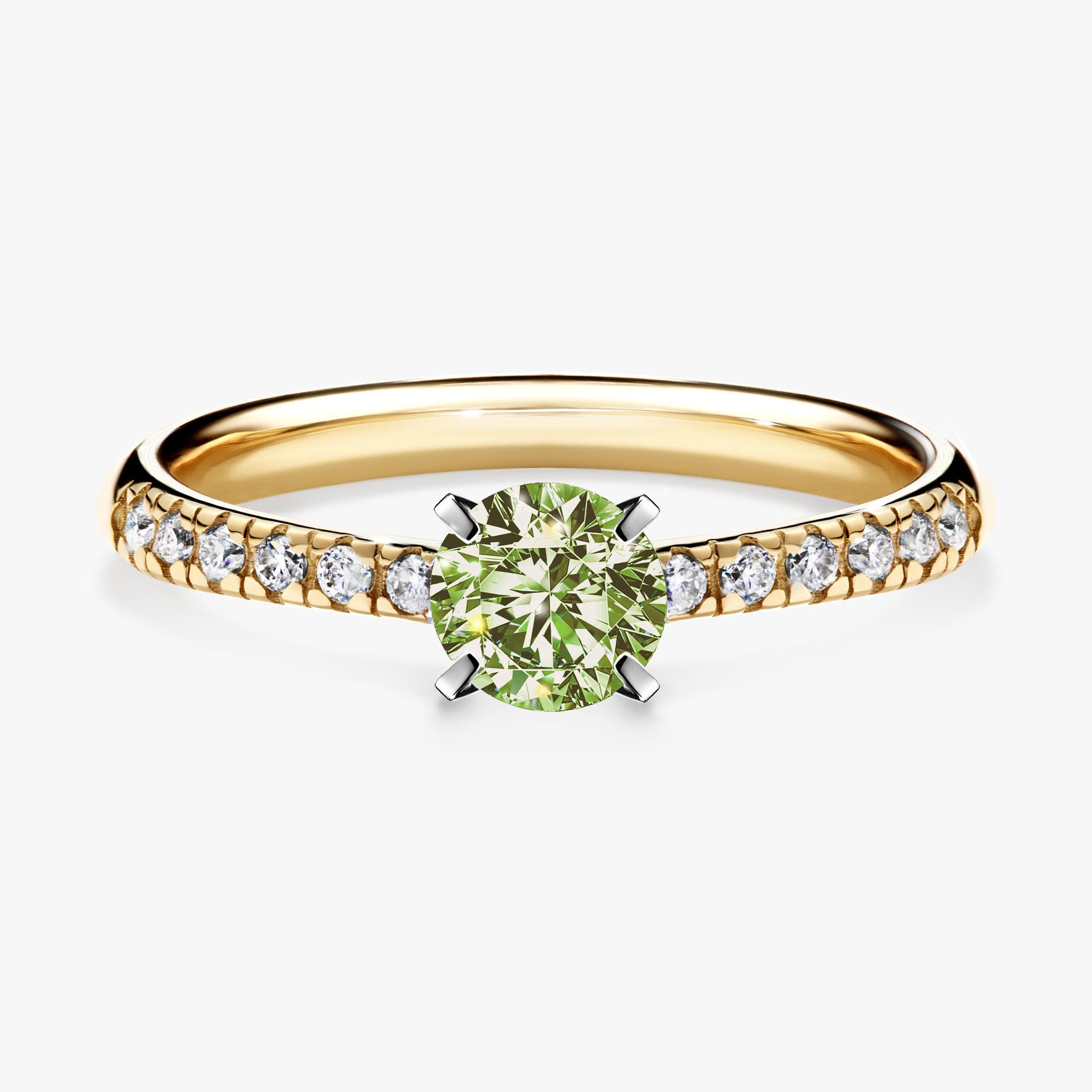 Pierscionek zareczynowy z diamentem zielony_jasny 044 CT z zoltego zlota my sunshine 01