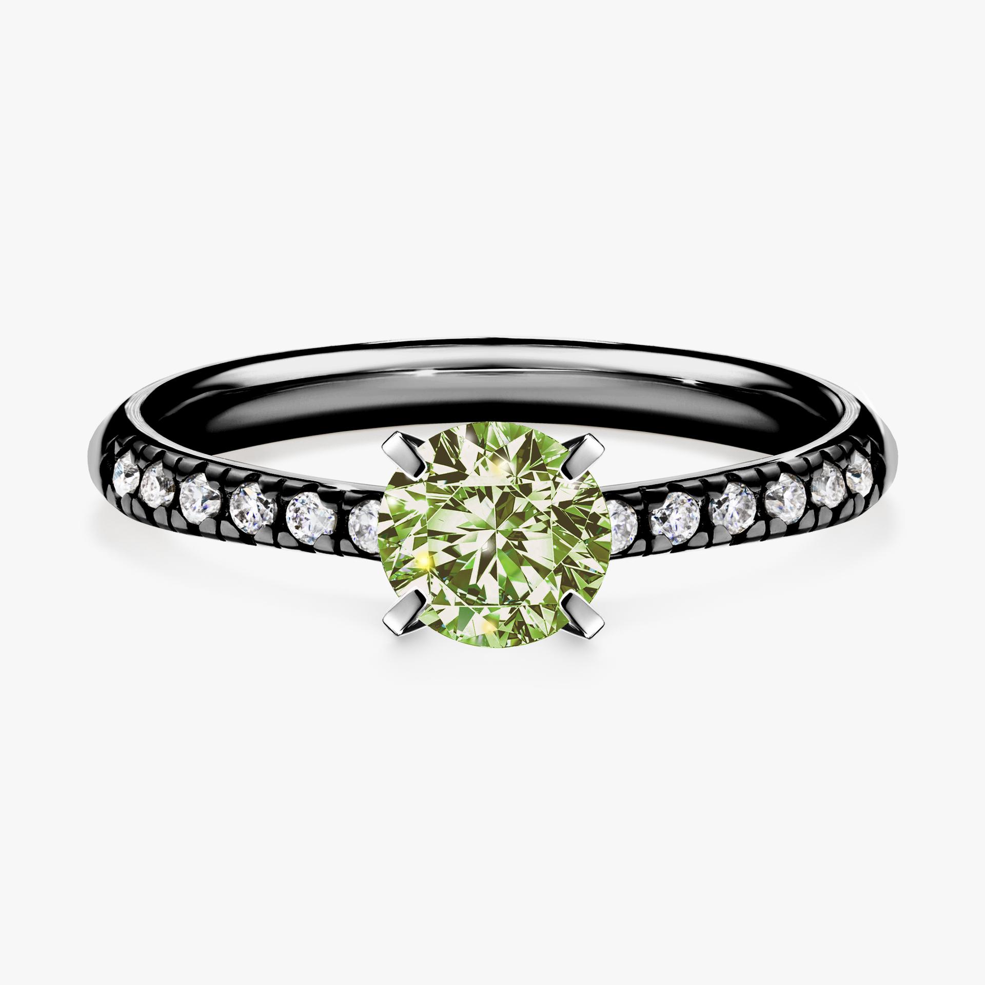 Pierscionek zareczynowy z diamentem zielony_jasny 064 CT z czarnego zlota my sunshine 01