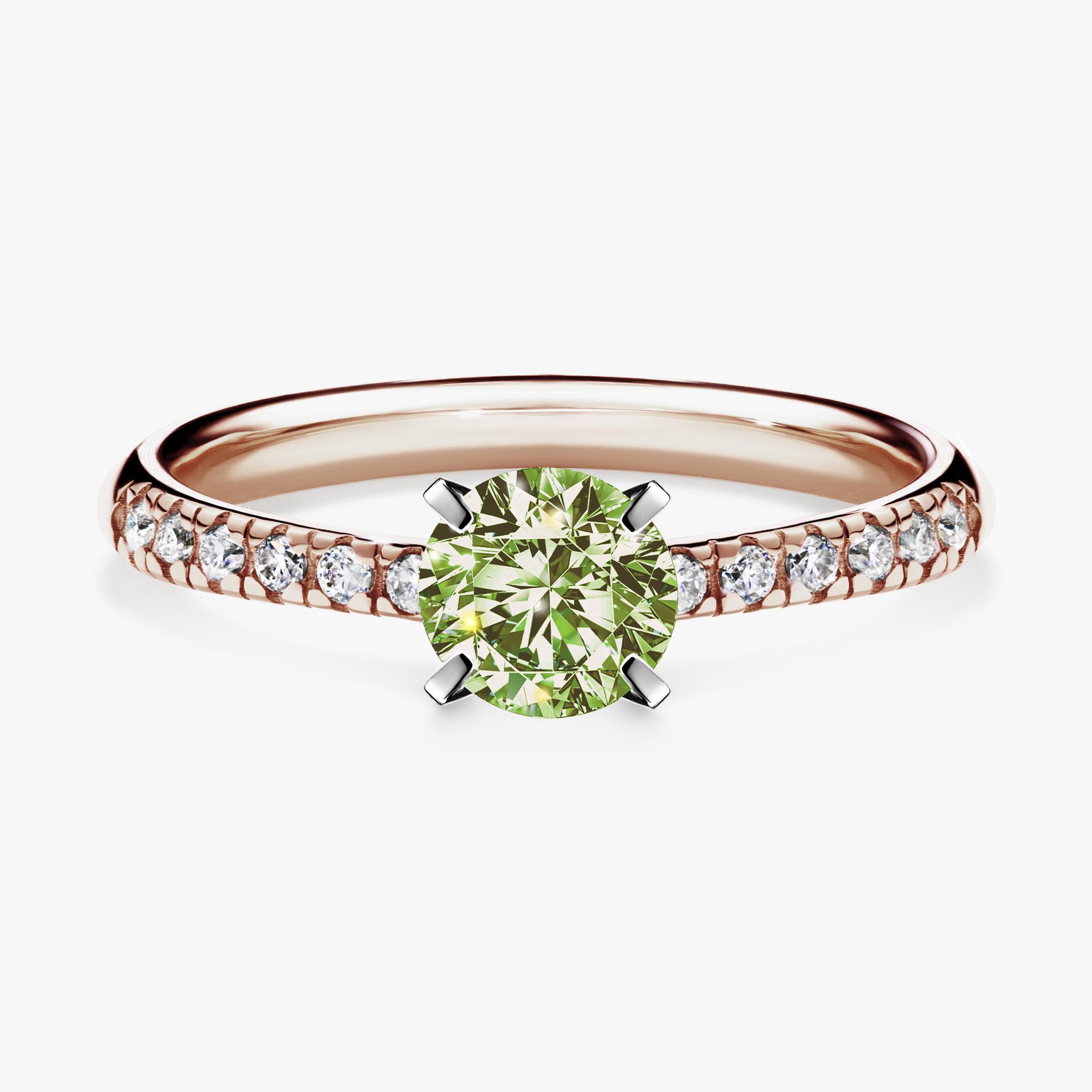 Pierscionek zareczynowy z diamentem zielony_jasny 064 CT z rozowego zlota my sunshine 01