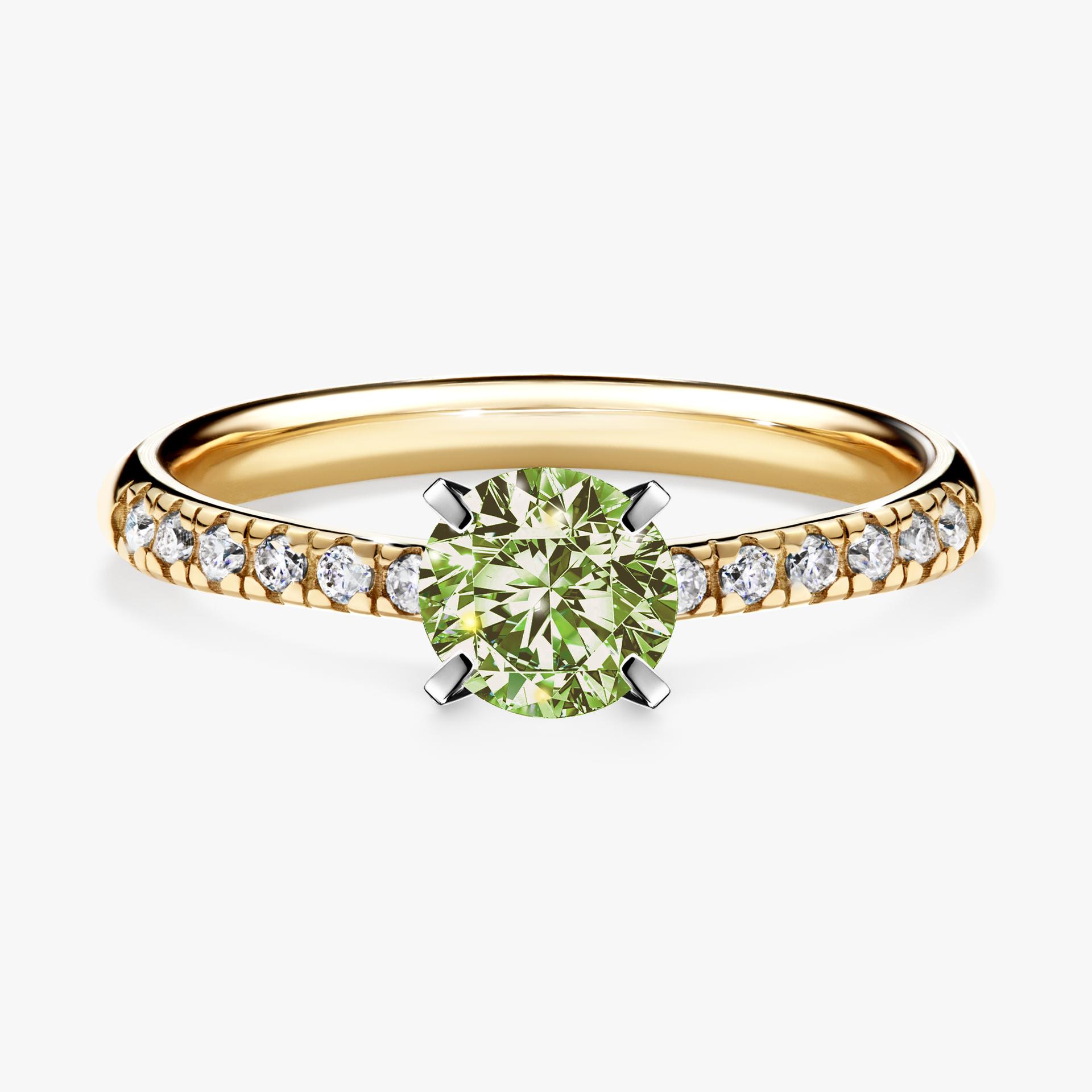 Pierscionek zareczynowy z diamentem zielony_jasny 064 CT z zoltego zlota my sunshine 01
