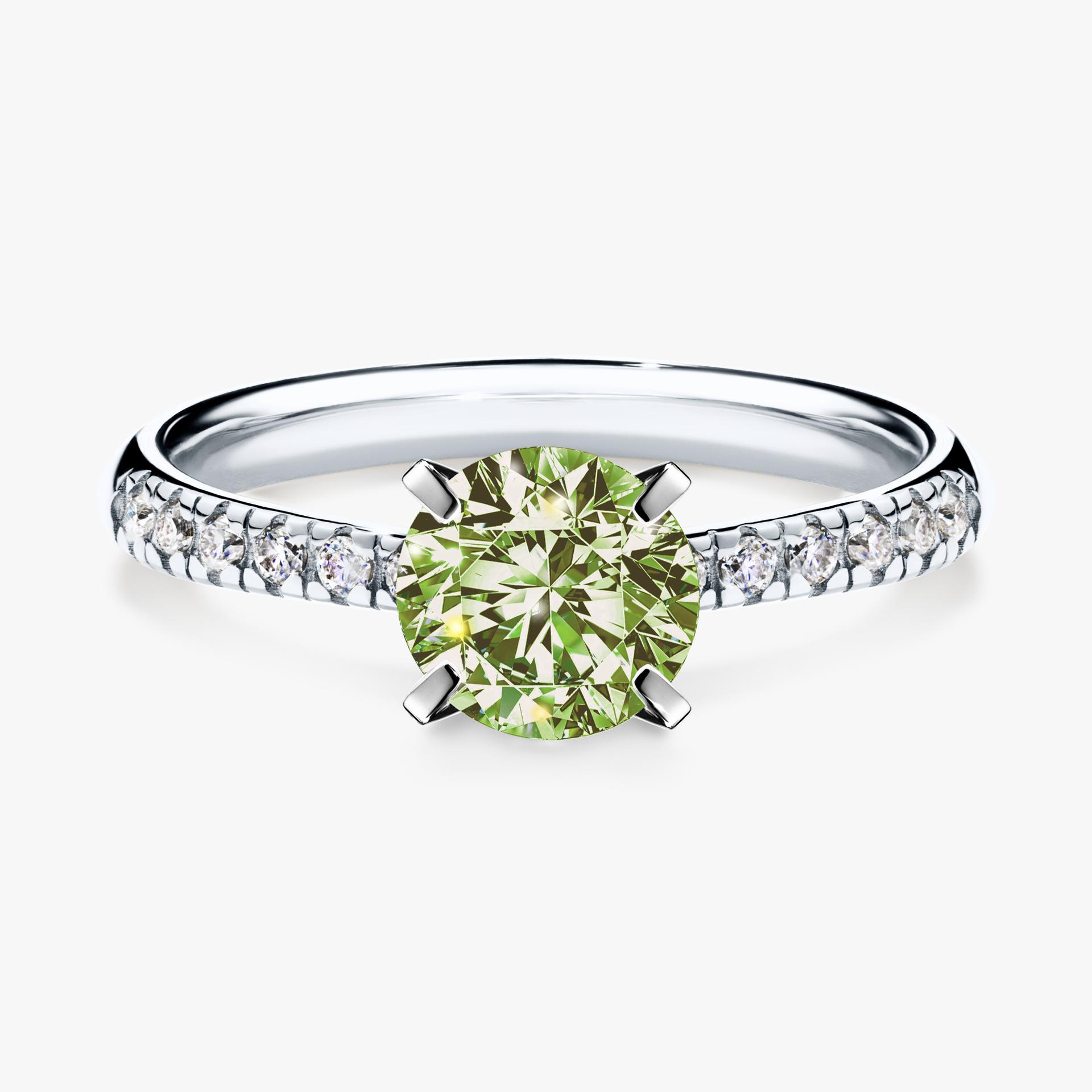 Pierscionek zareczynowy z diamentem zielony_jasny 100 CT z bialego zlota my sunshine 01