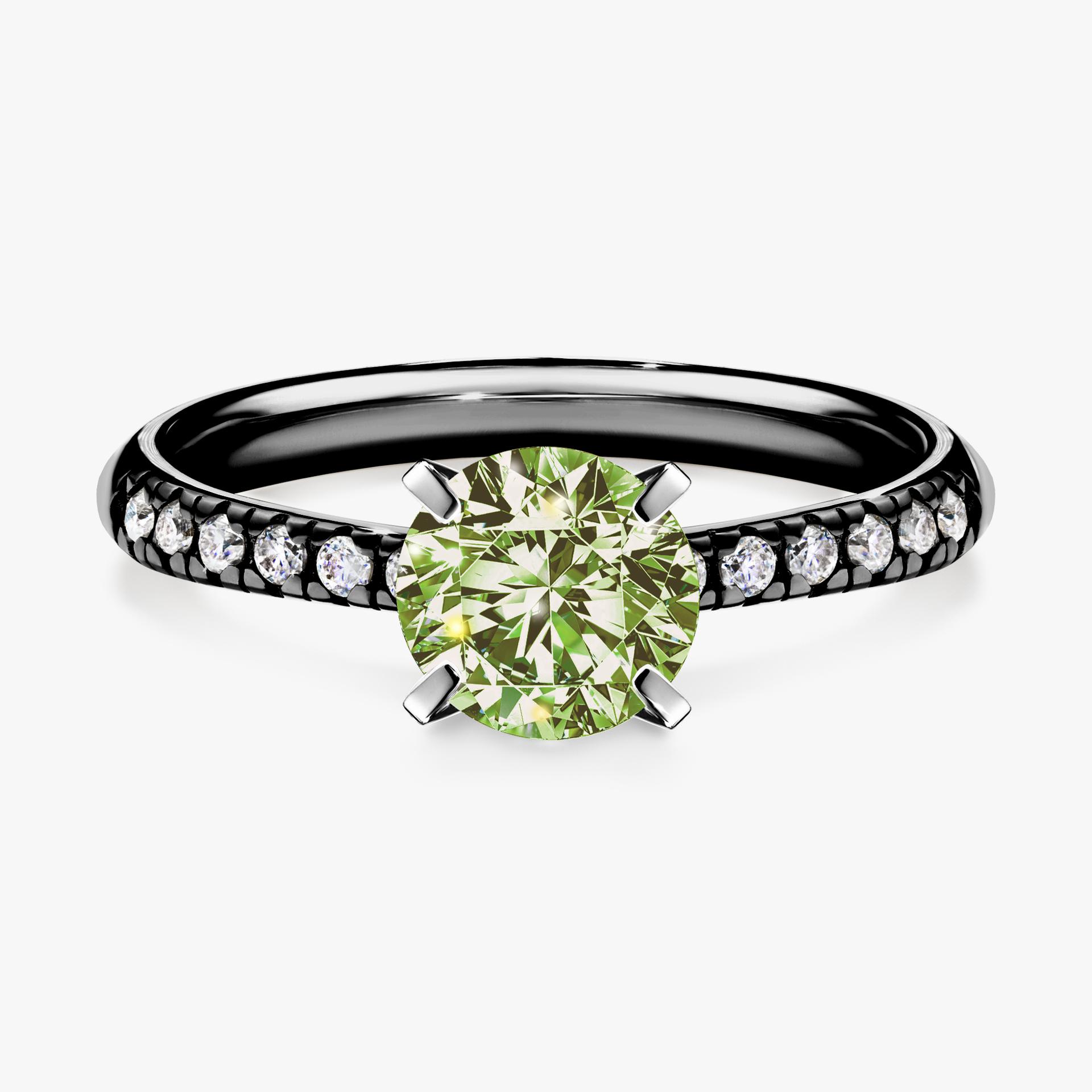 Pierscionek zareczynowy z diamentem zielony_jasny 100 CT z czarnego zlota my sunshine 01