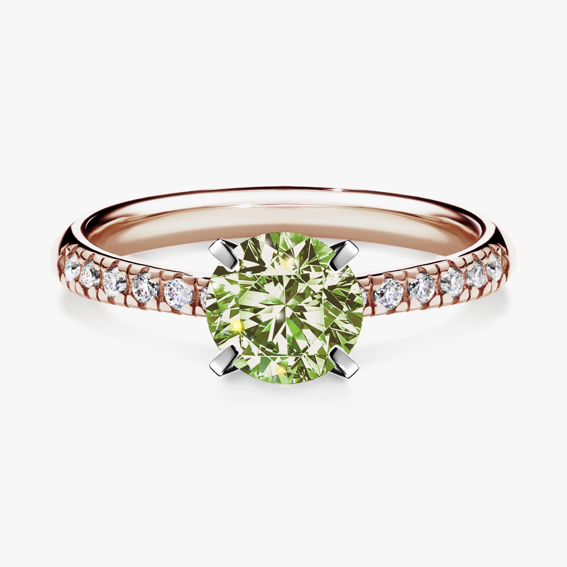Pierscionek zareczynowy z diamentem zielony_jasny 100 CT z rozowego zlota my sunshine 01
