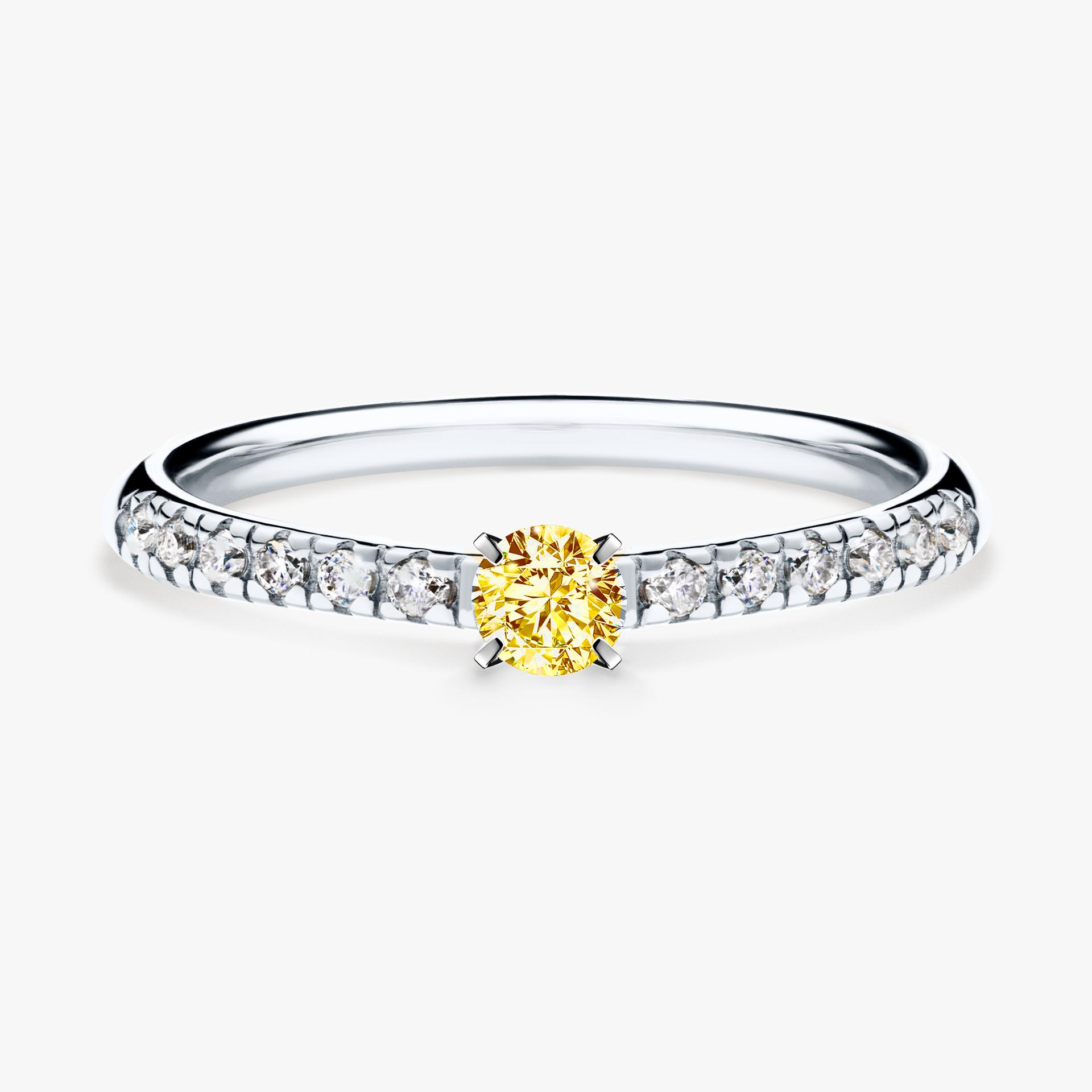 Pierscionek zareczynowy z diamentem zolty 024 CT z bialego zlota my sunshine 01