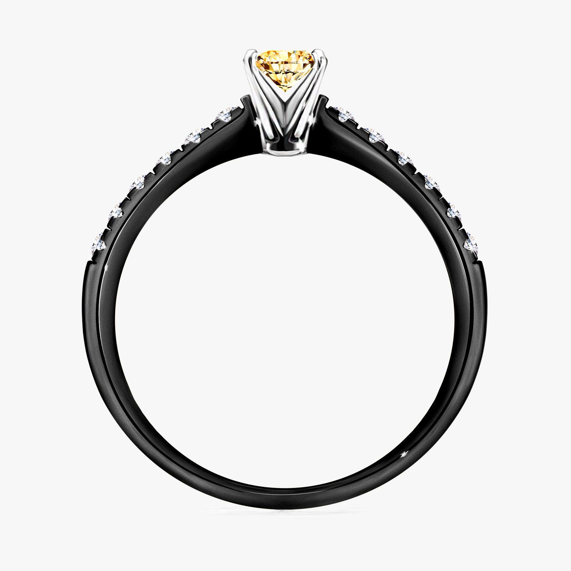 Pierscionek zareczynowy z diamentem zolty 024 CT z czarnego zlota my sunshine 02