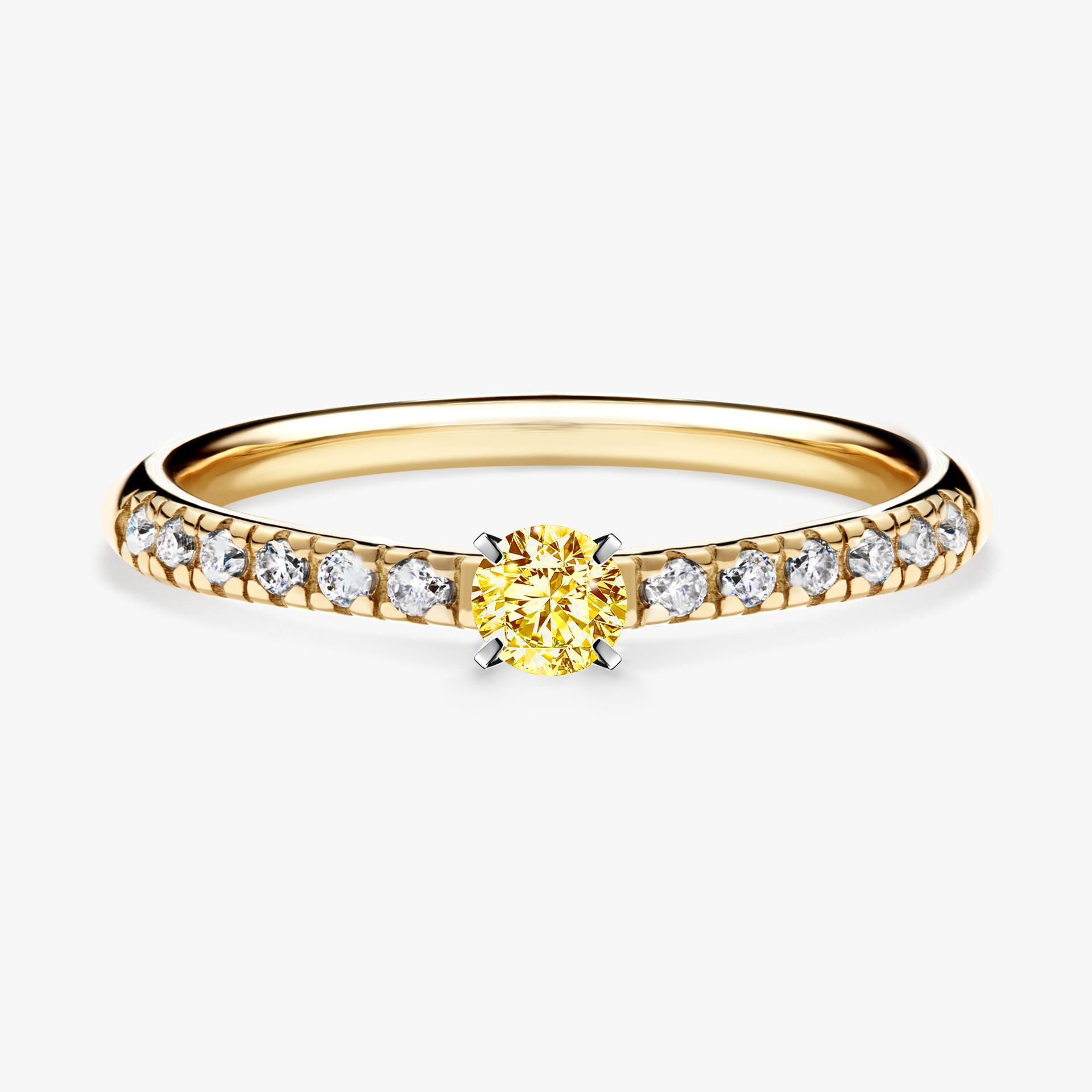 Pierscionek zareczynowy z diamentem zolty 024 CT z zoltego zlota my sunshine 01