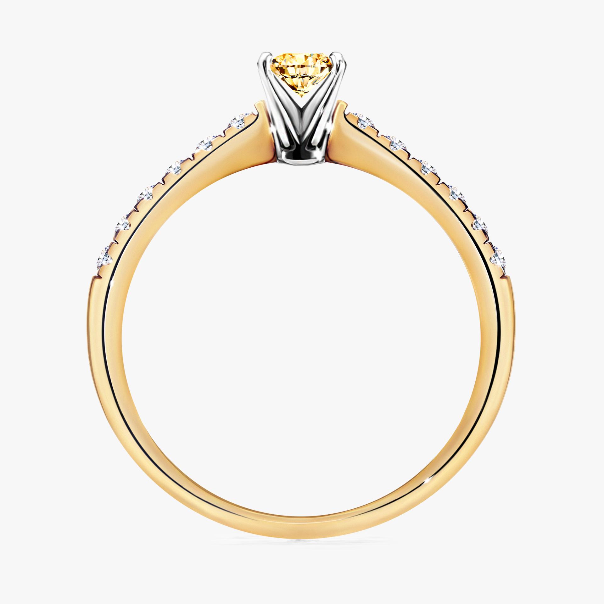 Pierscionek zareczynowy z diamentem zolty 024 CT z zoltego zlota my sunshine 02