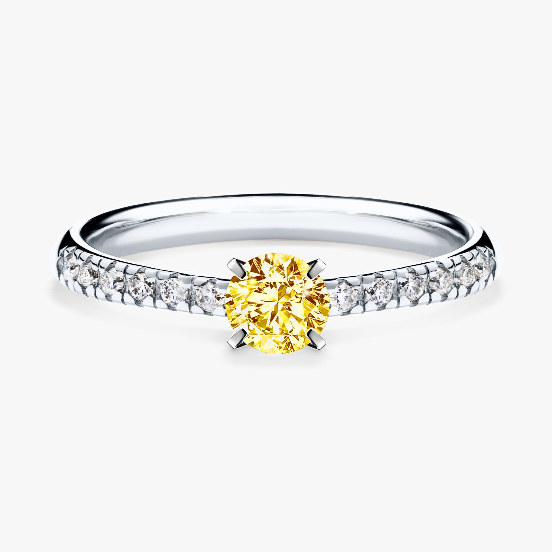 Pierscionek zareczynowy z diamentem zolty 039 CT z bialego zlota my sunshine 01