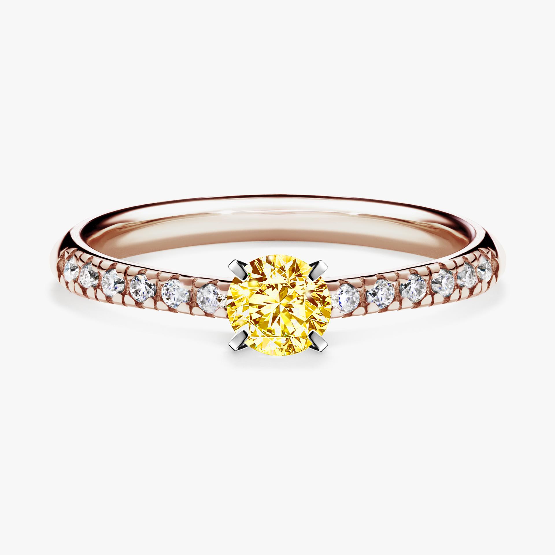 Pierscionek zareczynowy z diamentem zolty 039 CT z rozowego zlota my sunshine 01