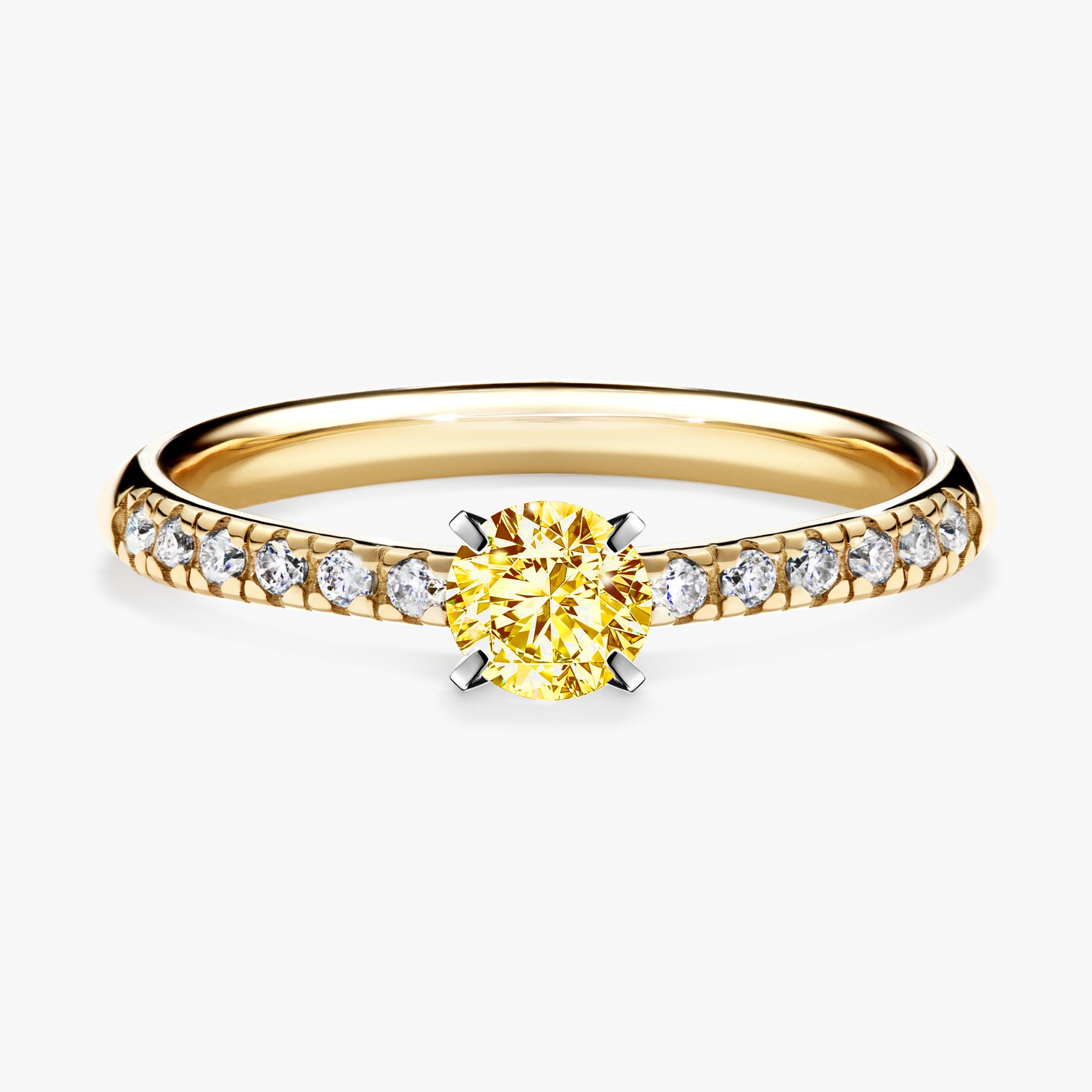 Pierscionek zareczynowy z diamentem zolty 039 CT z zoltego zlota my sunshine 01