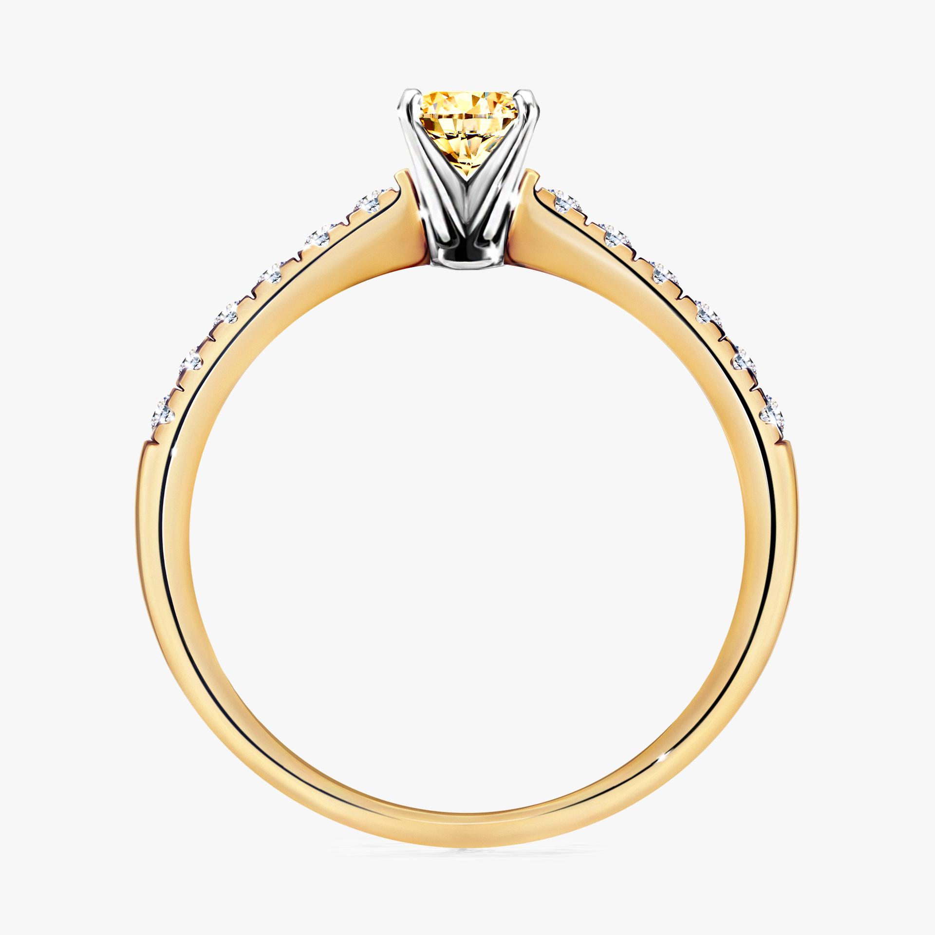 Pierscionek zareczynowy z diamentem zolty 039 CT z zoltego zlota my sunshine 02