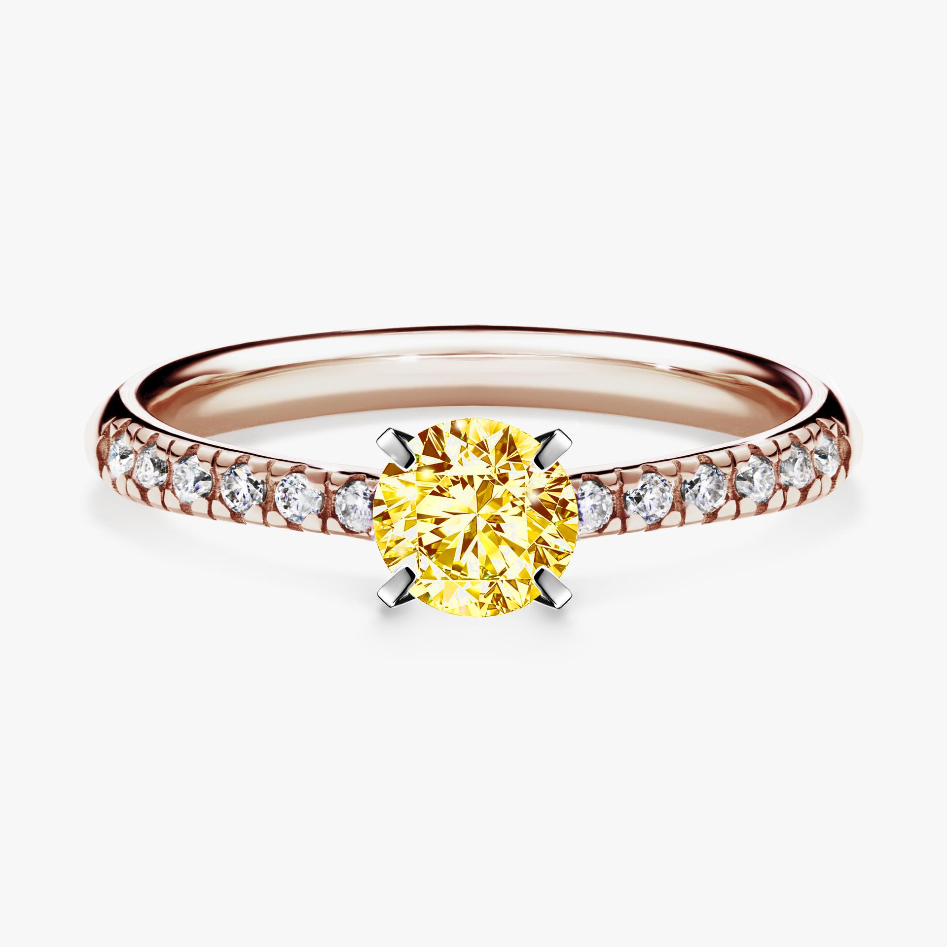 Pierscionek zareczynowy z diamentem zolty 044 CT z rozowego zlota my sunshine 01