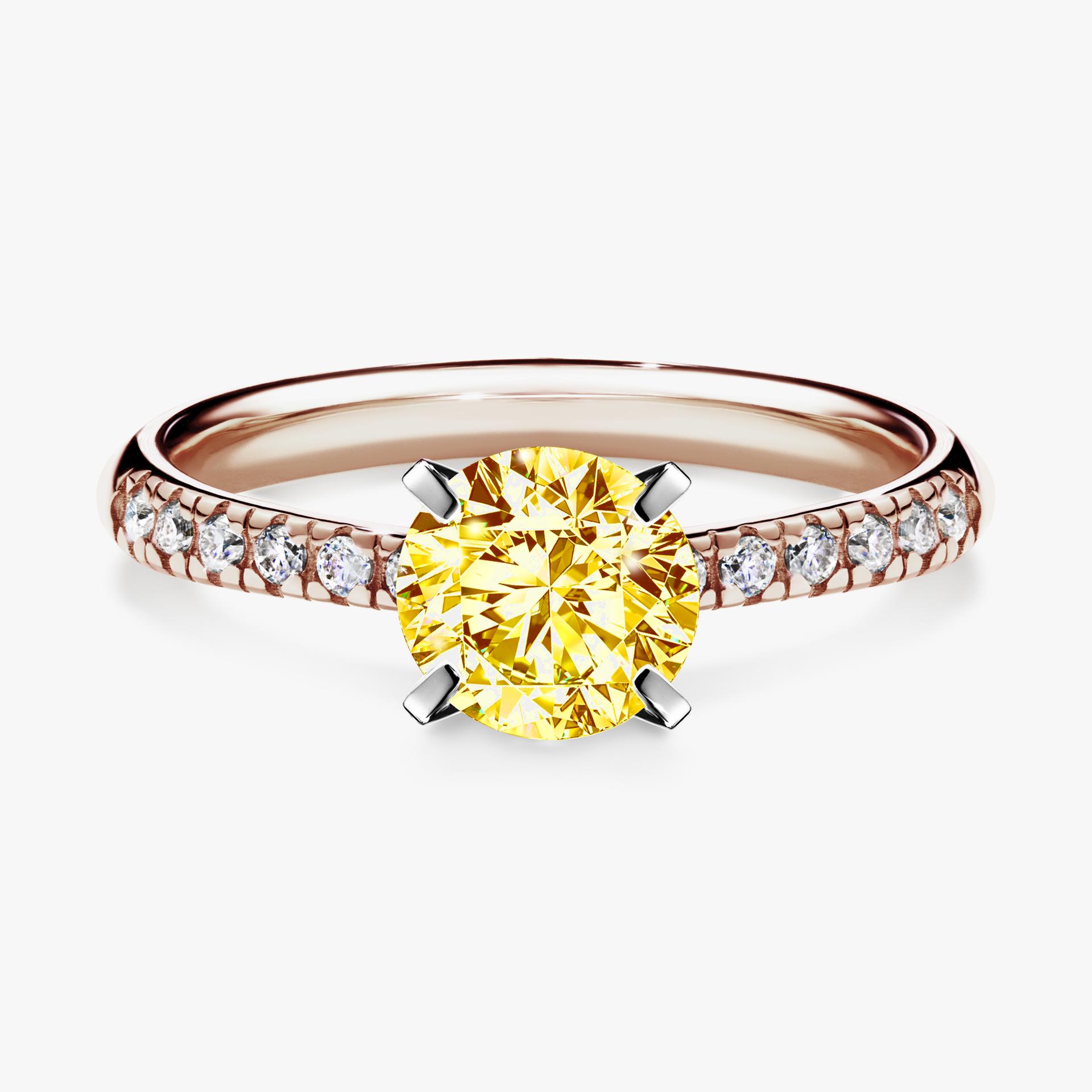 Pierscionek zareczynowy z diamentem zolty 100 CT z rozowego zlota my sunshine 01