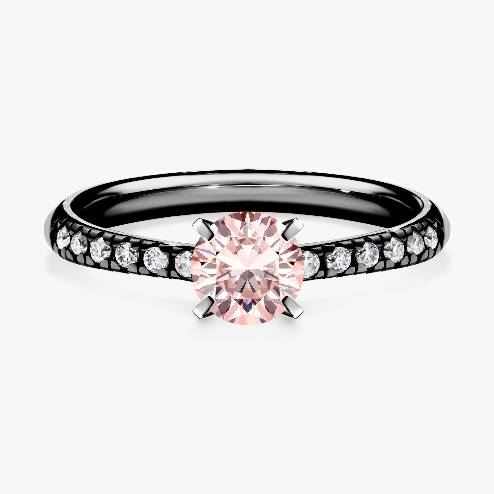 Pierścionek zaręczynowy My Sunshine z czarnego złota z morganitem 0,64ct