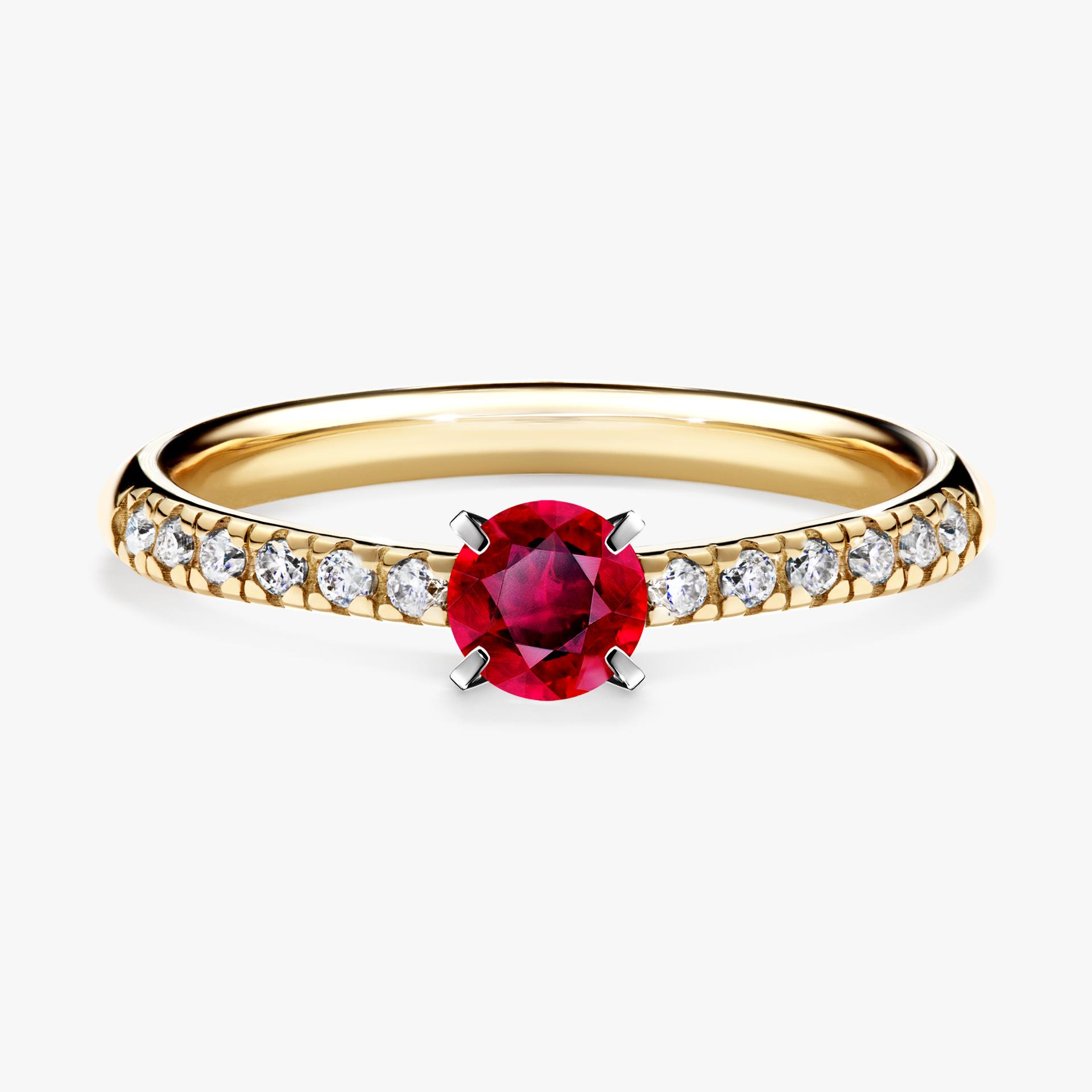 Pierscionek zareczynowy z rubinem 039 CT z zoltego zlota my sunshine 01