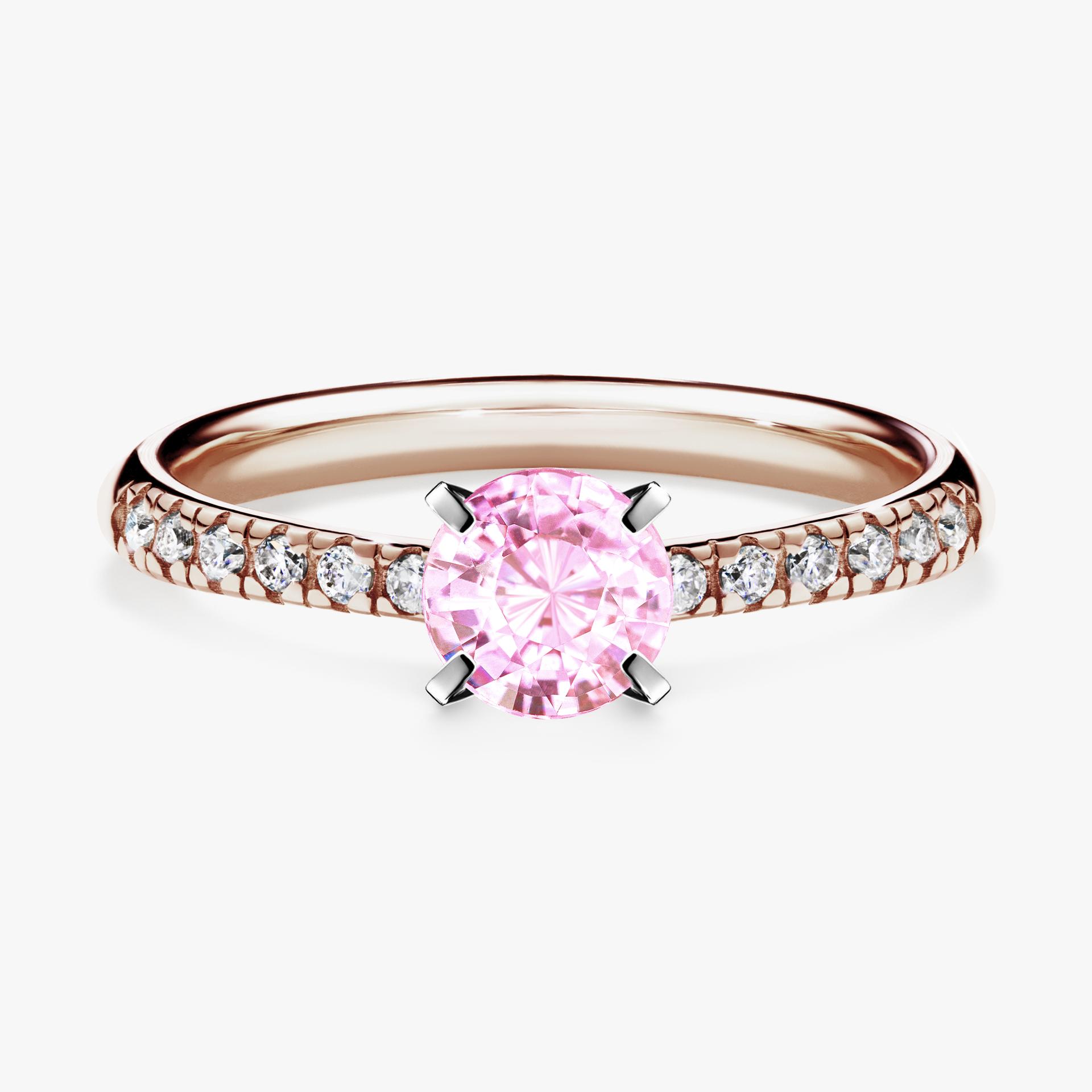 Pierscionek zareczynowy z szafirem rozowym 064 CT z rozowego zlota my sunshine 01